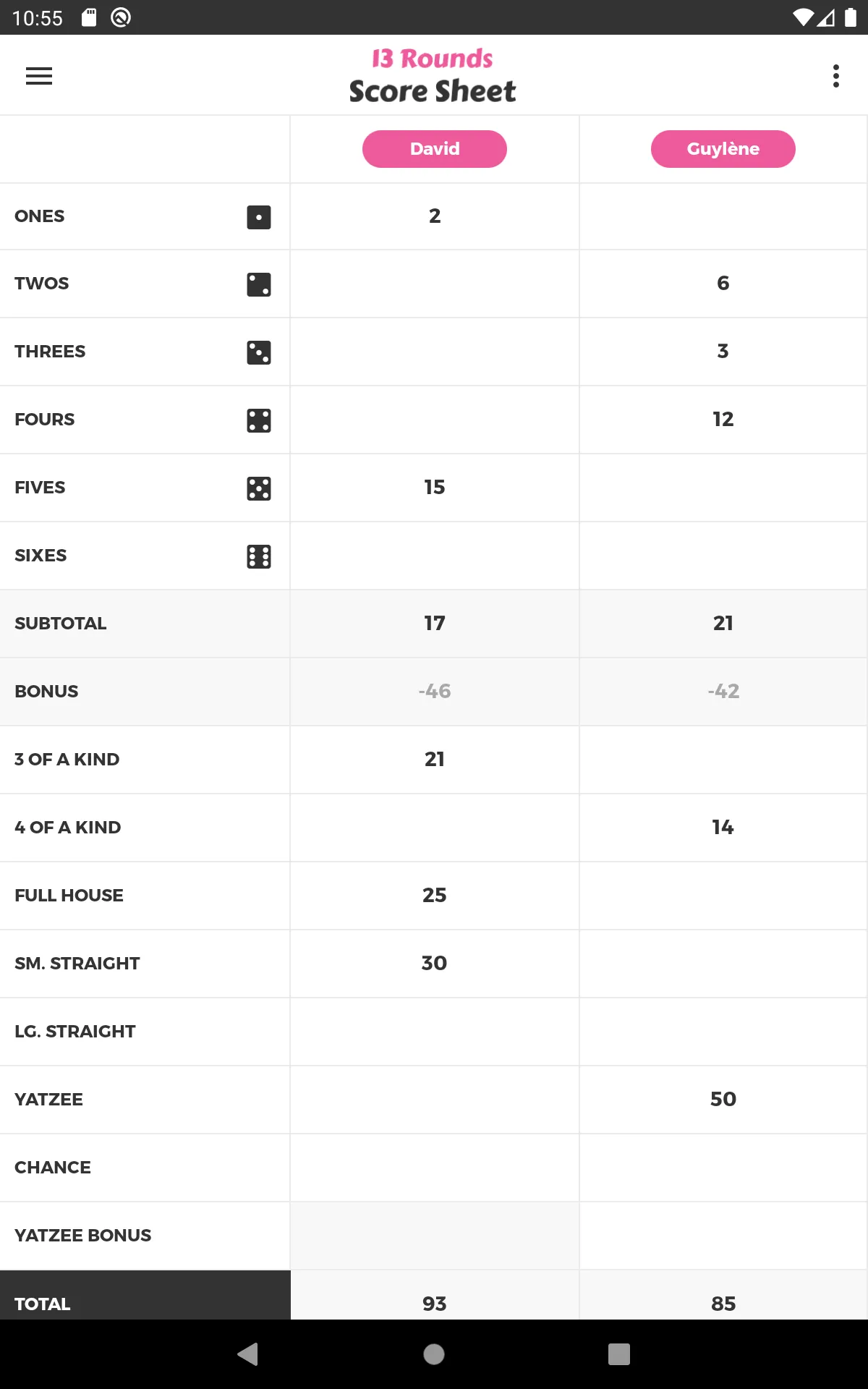 13 Rounds Score Sheet | Indus Appstore | Screenshot