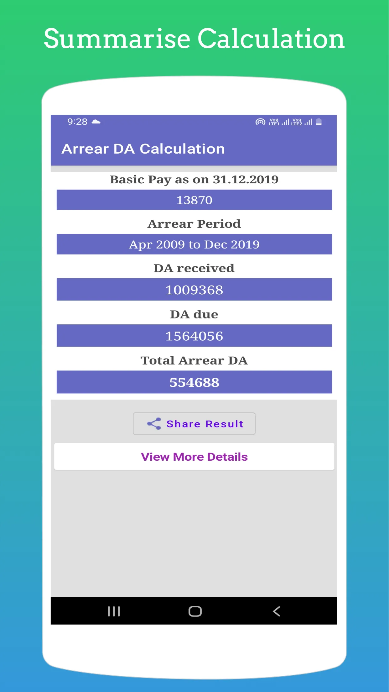 DA Arrears Calculator | Indus Appstore | Screenshot