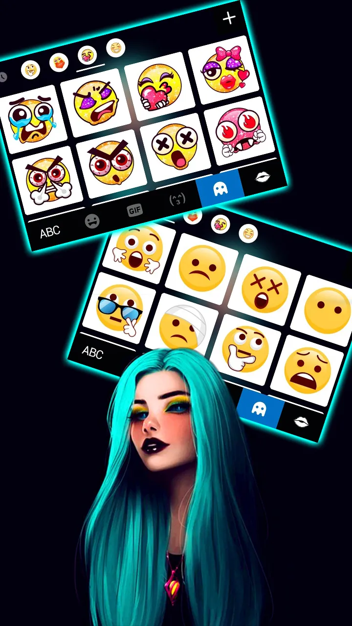 Gothic Neon Girl Keyboard Back | Indus Appstore | Screenshot