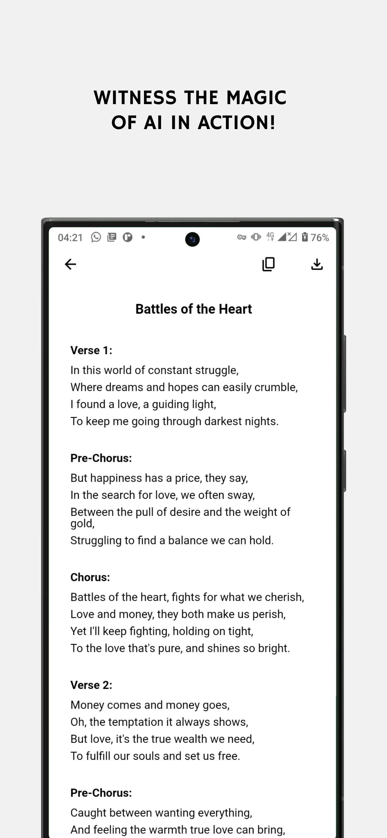 AI Lyrics Generator | Indus Appstore | Screenshot