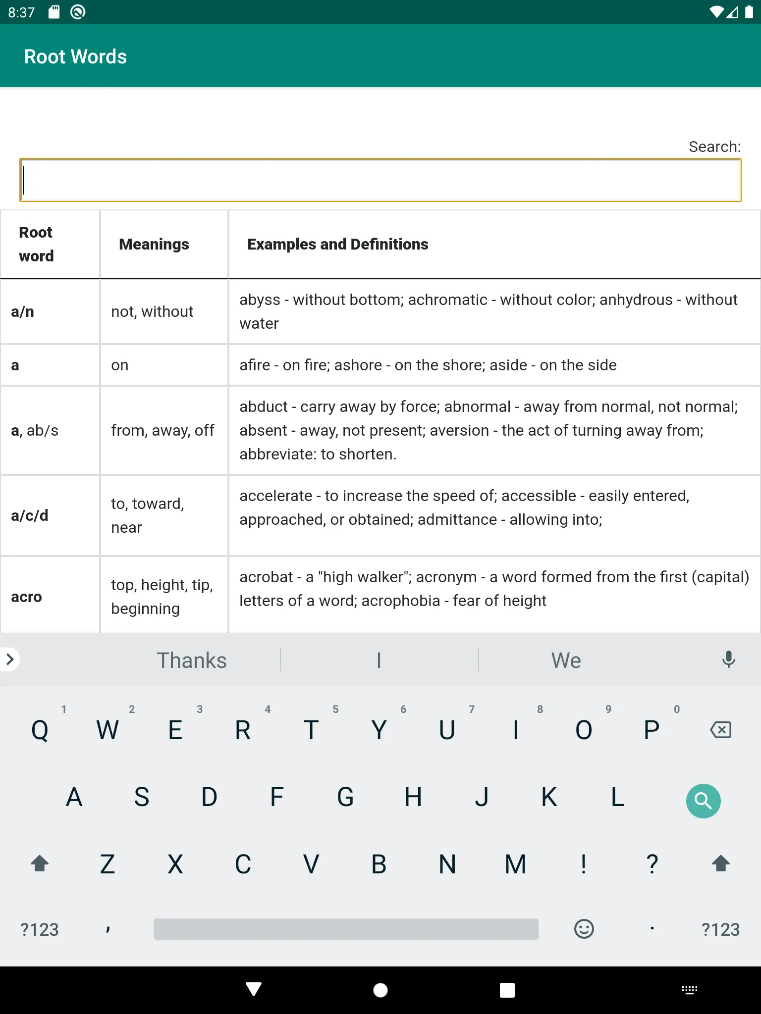 English Root Words & Meanings | Indus Appstore | Screenshot