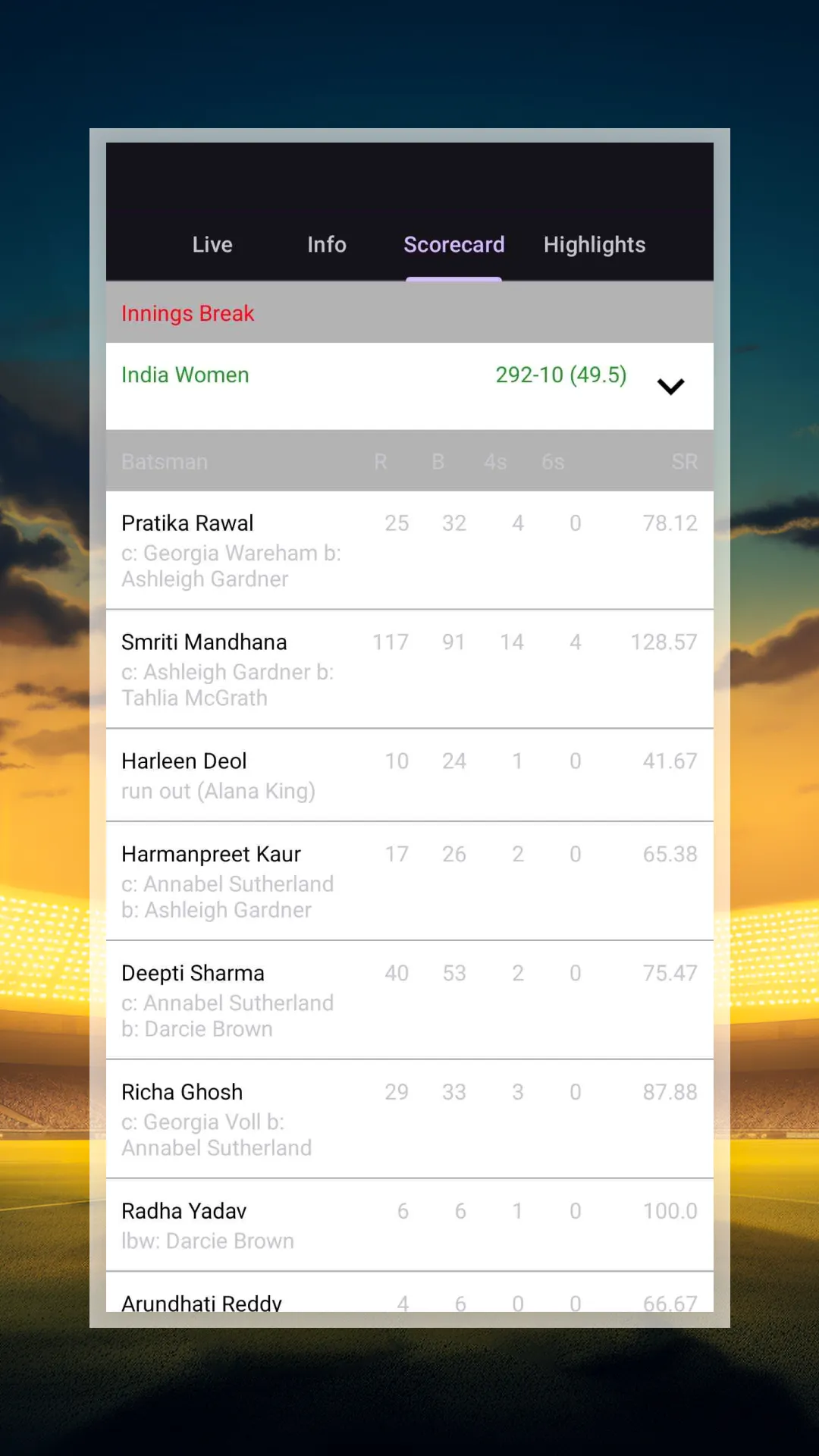 Cricket - Live Line and Score | Indus Appstore | Screenshot