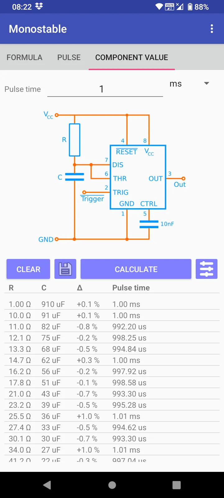 Timer IC 555 Calculator | Indus Appstore | Screenshot