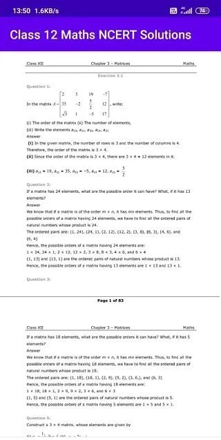 CLASS 12 MATHS NCERT SOLUTIONS | Indus Appstore | Screenshot