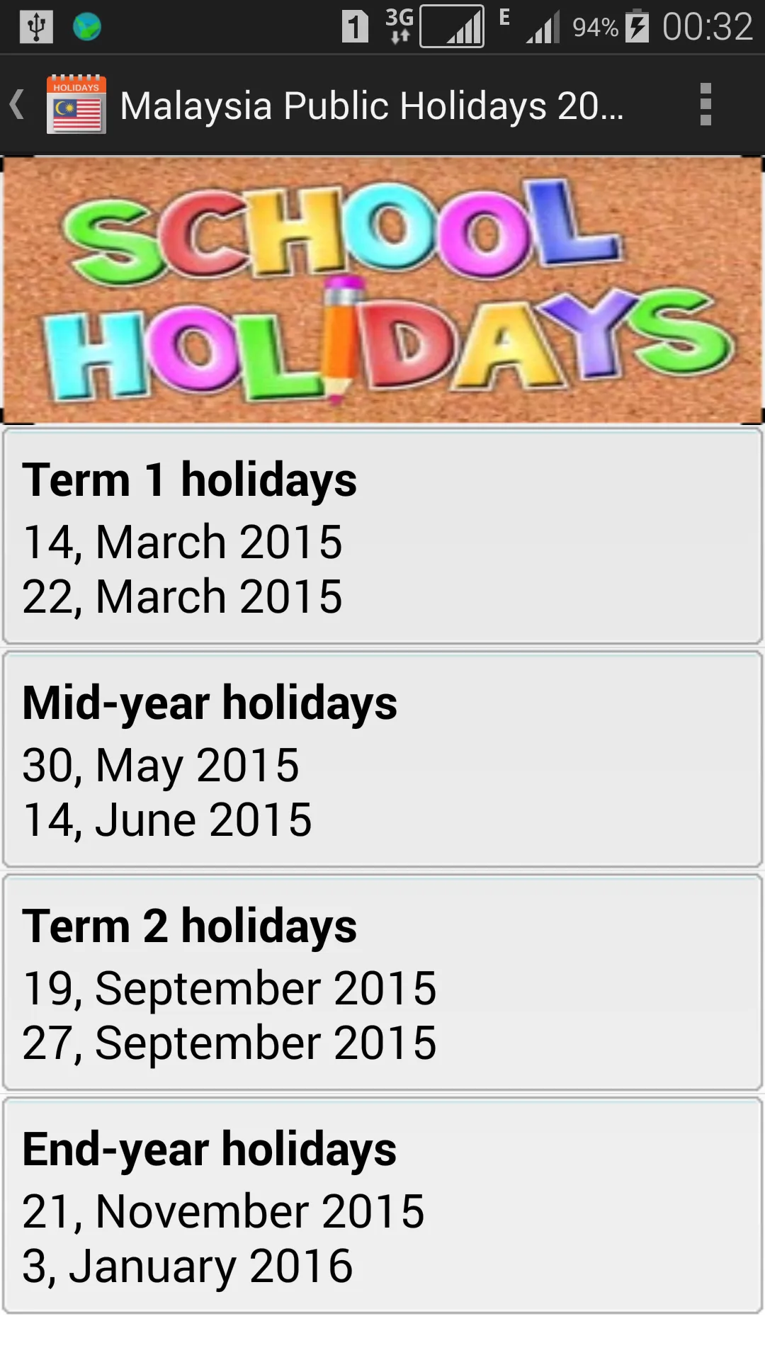 Malaysia Public Holidays | Indus Appstore | Screenshot