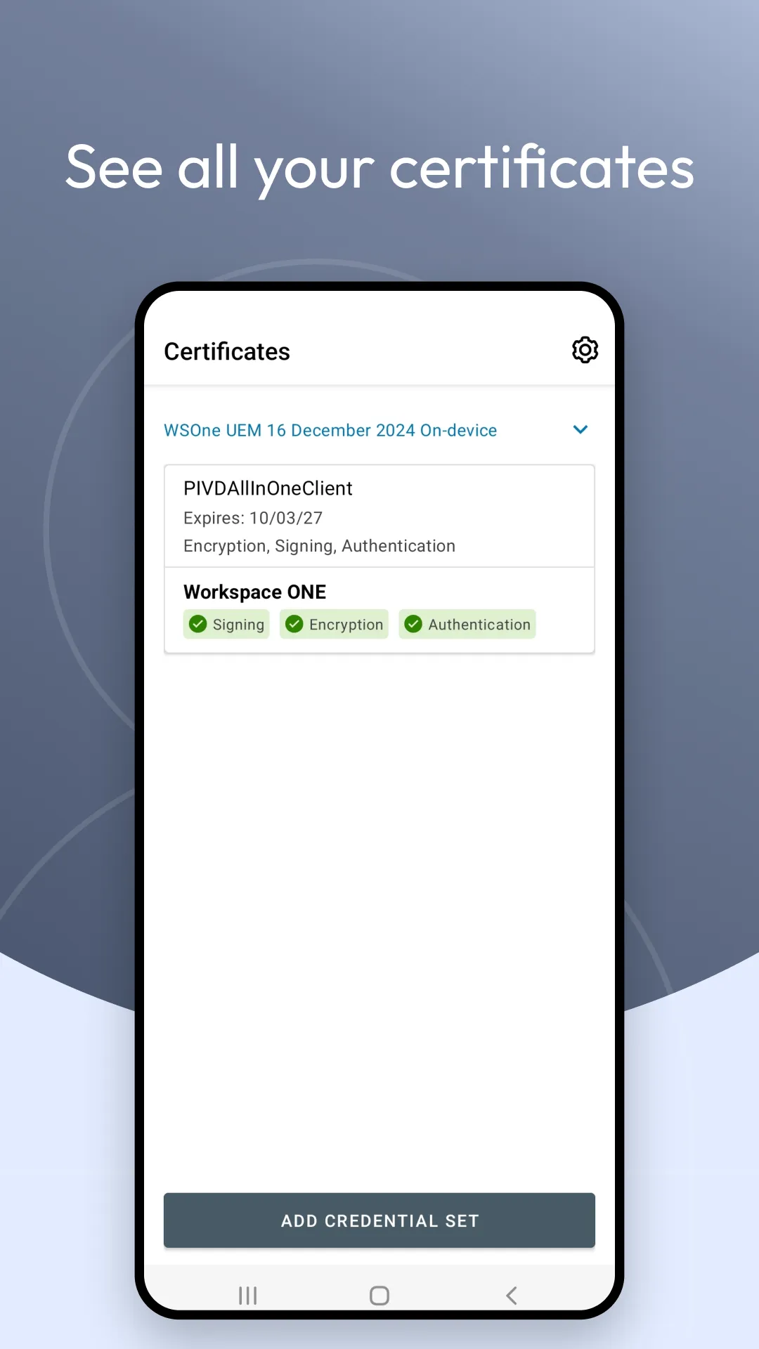 PIV-D Manager - Workspace ONE | Indus Appstore | Screenshot