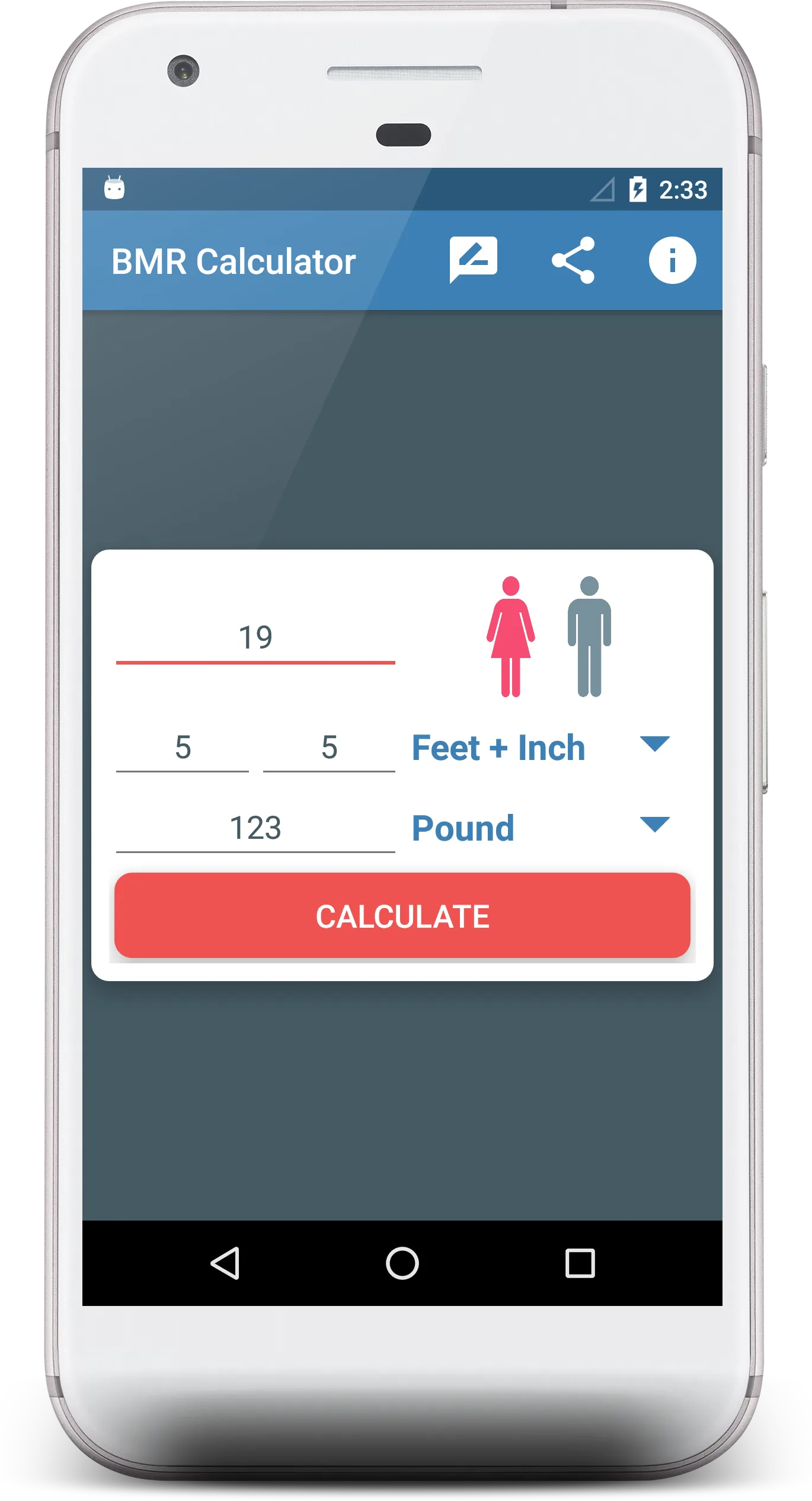 Basal Metabolic Rate Calculato | Indus Appstore | Screenshot