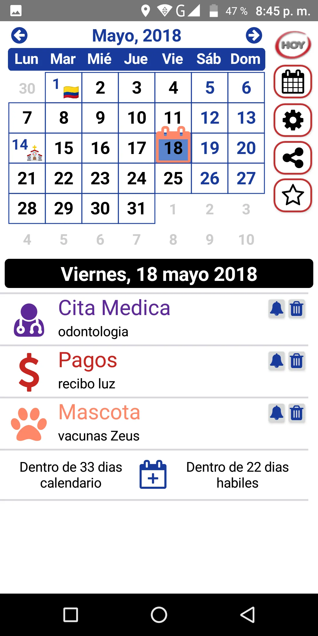 Festivos Colombia 2023, Widget | Indus Appstore | Screenshot