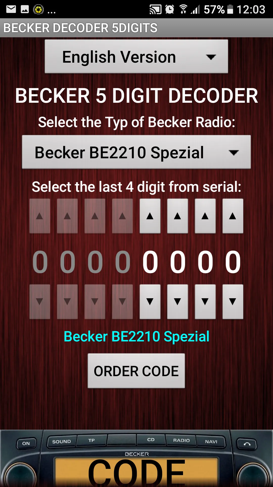 Becker 5Digit Radio Code | Indus Appstore | Screenshot