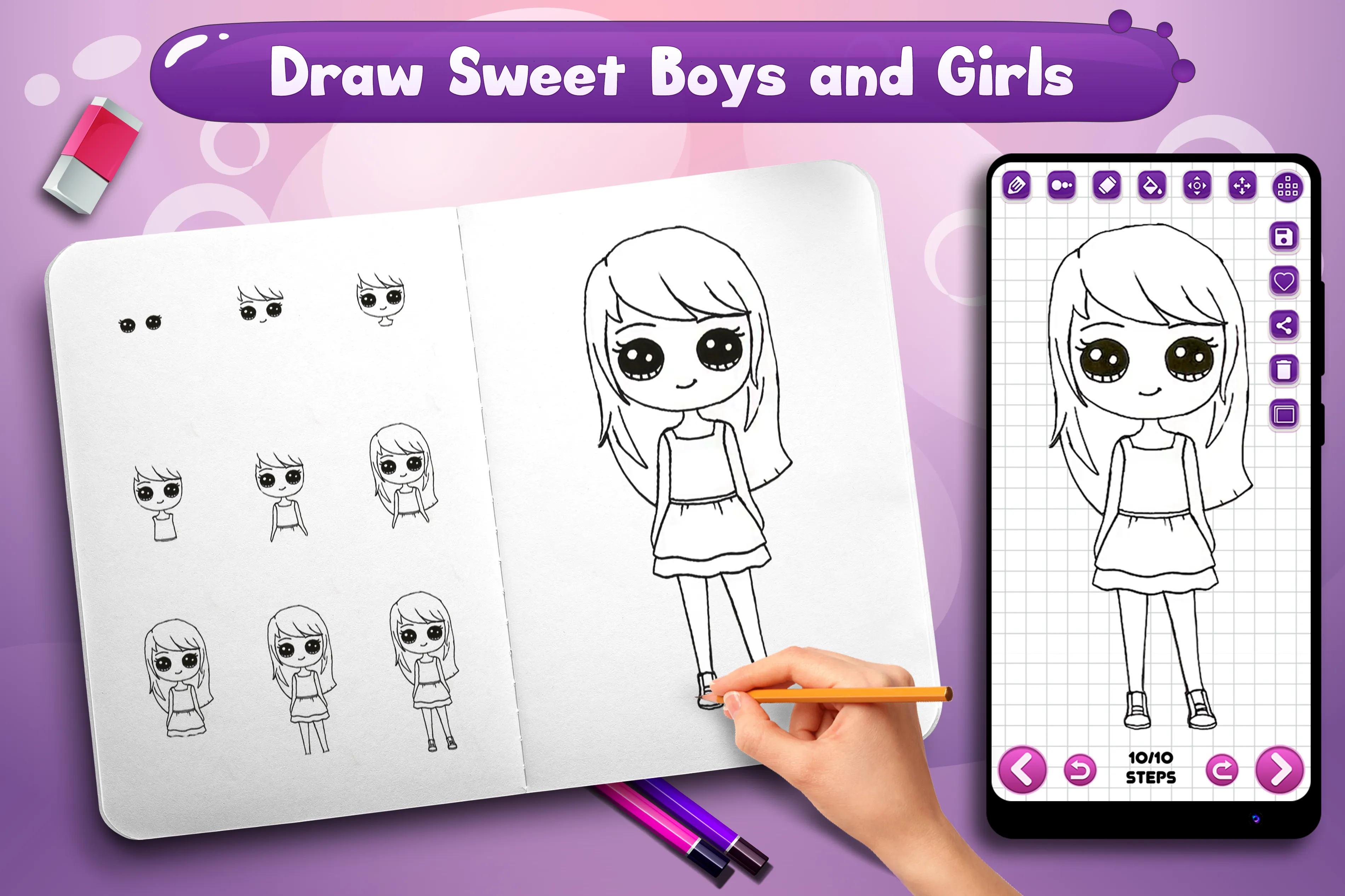 Learn to Draw Cute Girls Boys | Indus Appstore | Screenshot