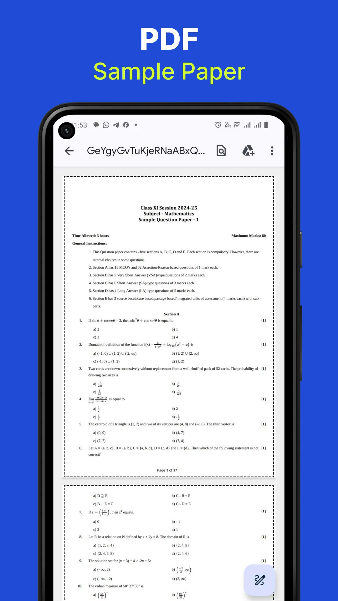 Class 11 CBSE Sample Papers | Indus Appstore | Screenshot