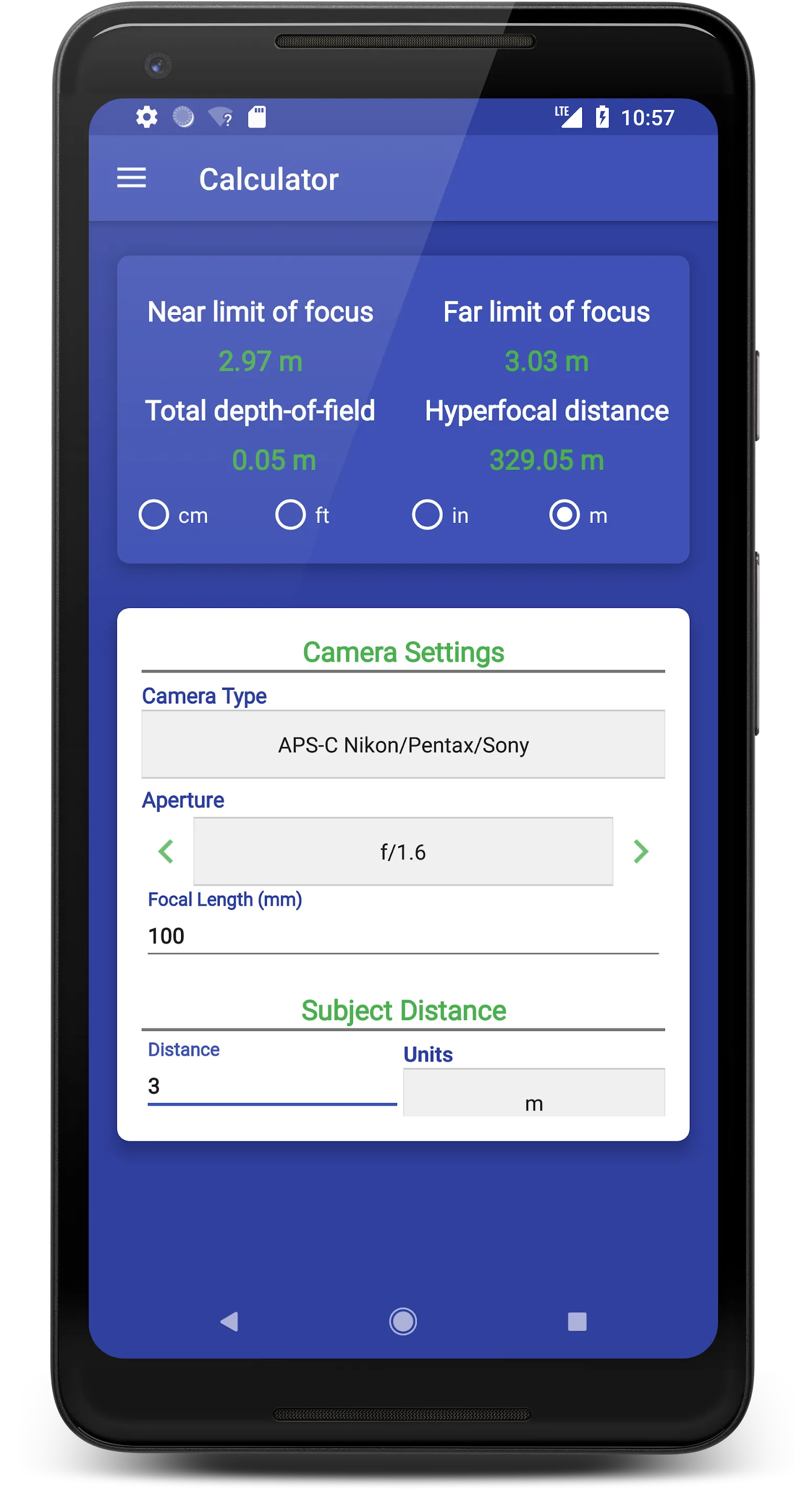 DOF Calculator | Indus Appstore | Screenshot