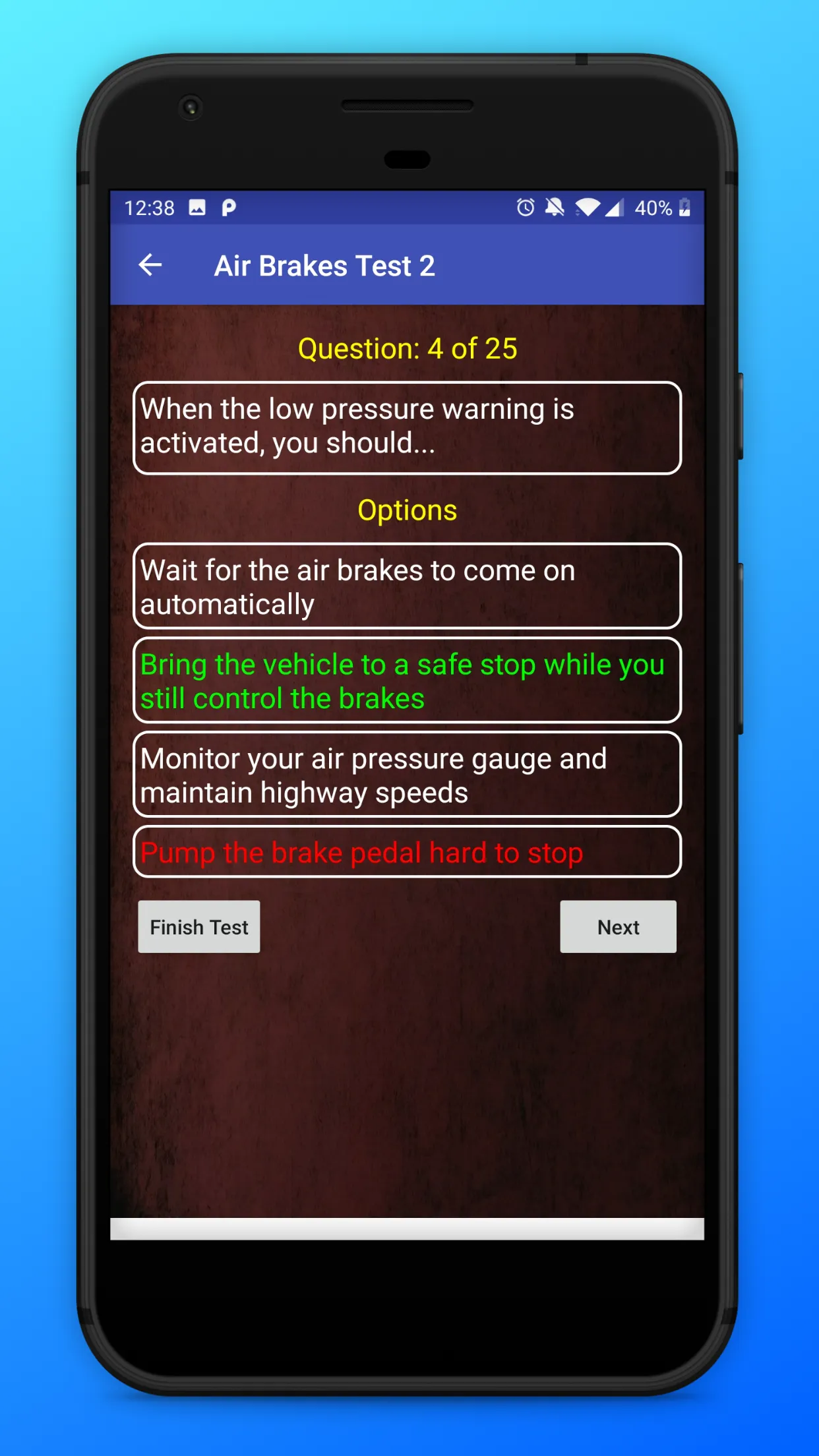 Air Brakes Test - CDL | Indus Appstore | Screenshot