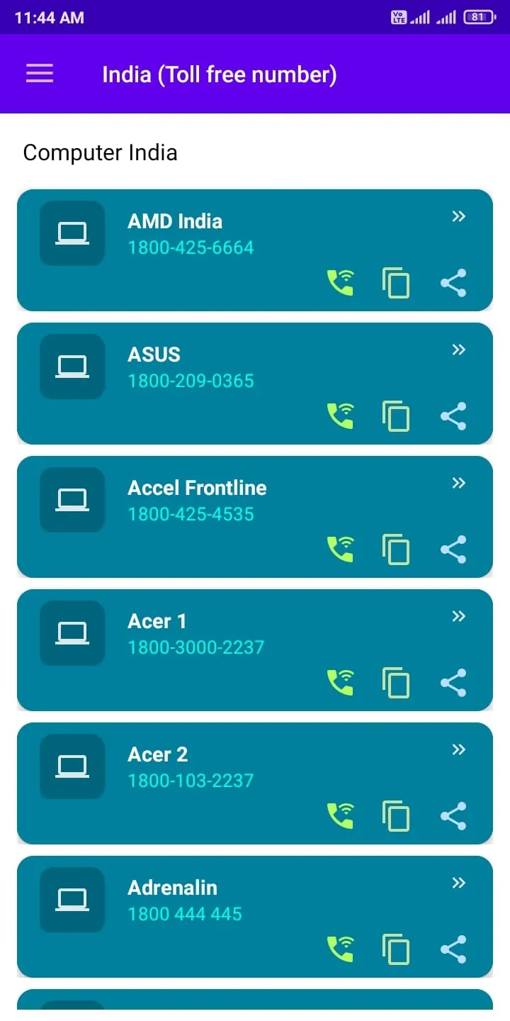Customer Care Numbers | Indus Appstore | Screenshot