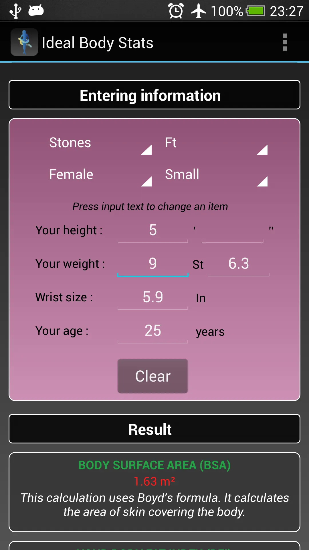 Ideal Weight BMI Adult & Child | Indus Appstore | Screenshot