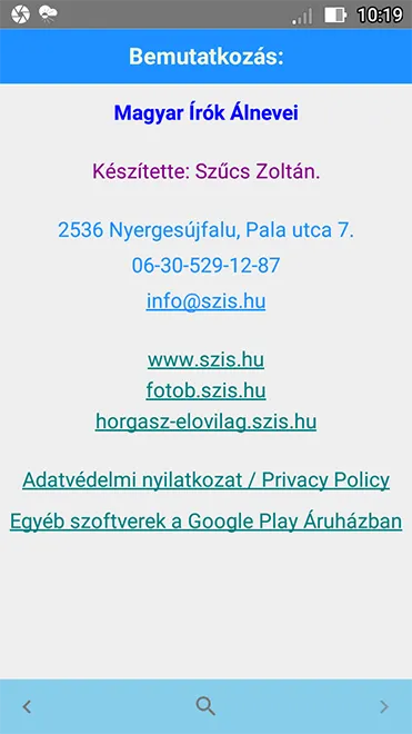 Magyar Írók Álnevei | Indus Appstore | Screenshot