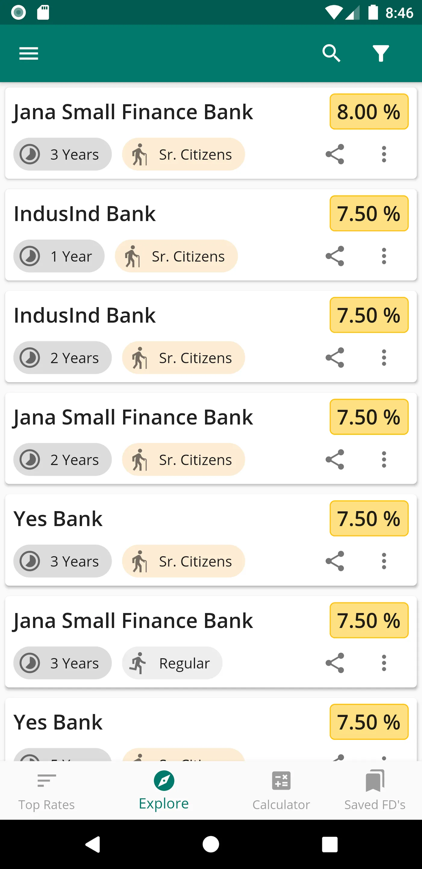 India Fixed Deposit Rates | Indus Appstore | Screenshot