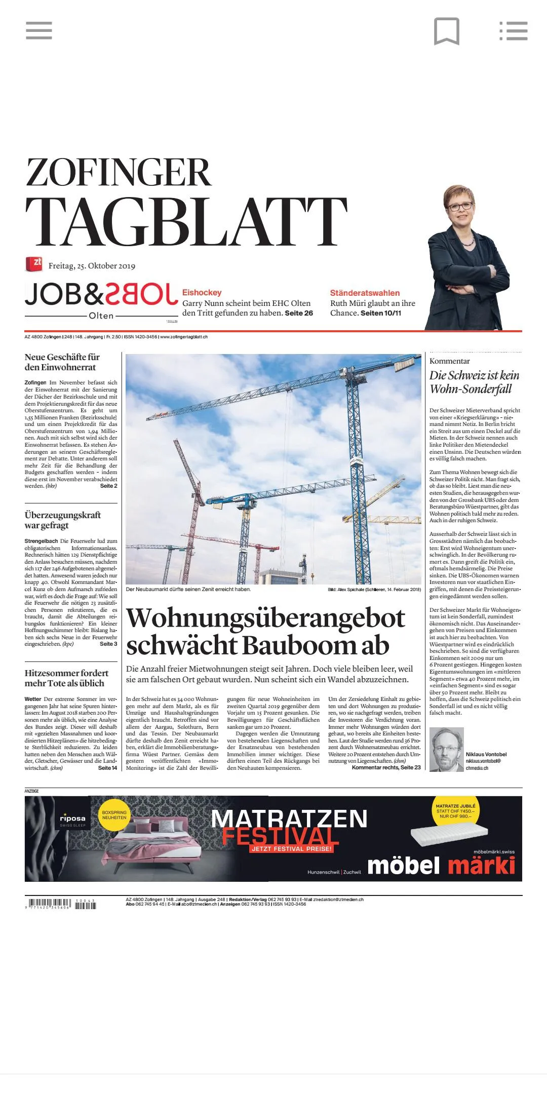 Zofinger Tagblatt - E-Paper un | Indus Appstore | Screenshot