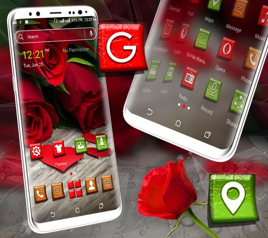 Red Rose Launcher Theme | Indus Appstore | Screenshot