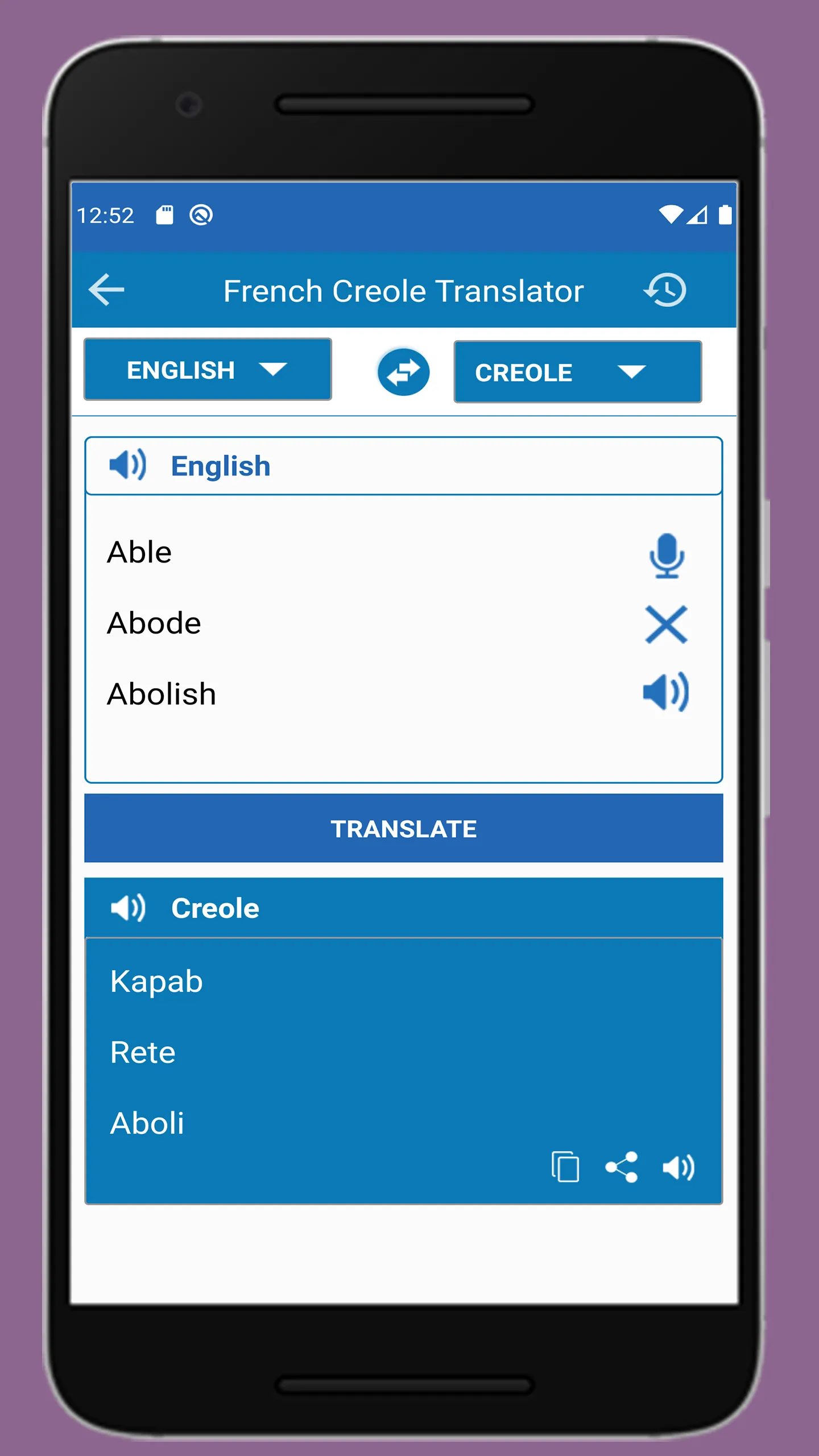 Traducteur Francais Creole | Indus Appstore | Screenshot