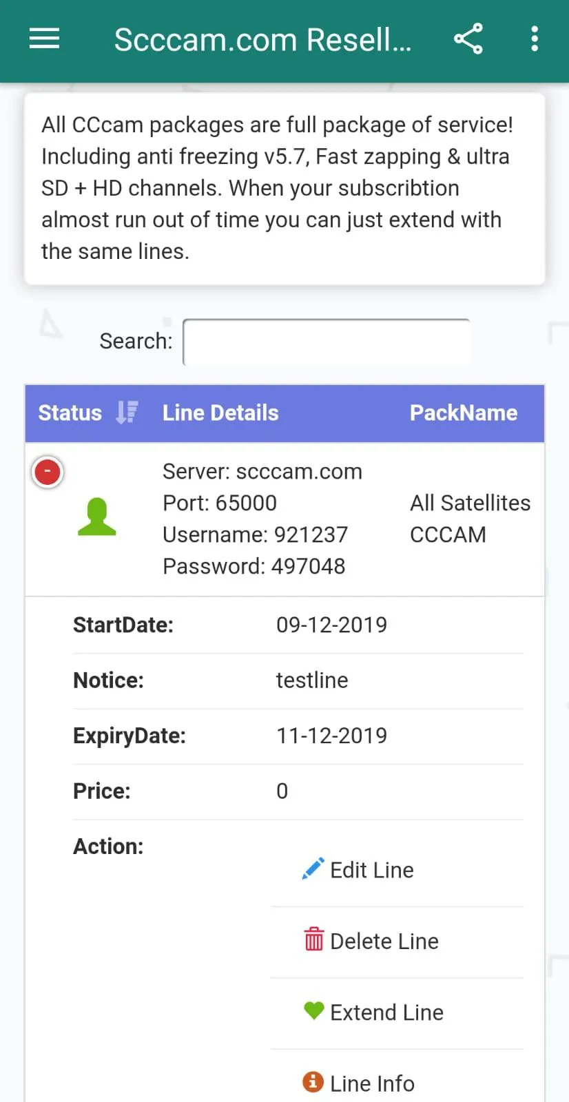 Scccam.com - CCcam Reseller | Indus Appstore | Screenshot