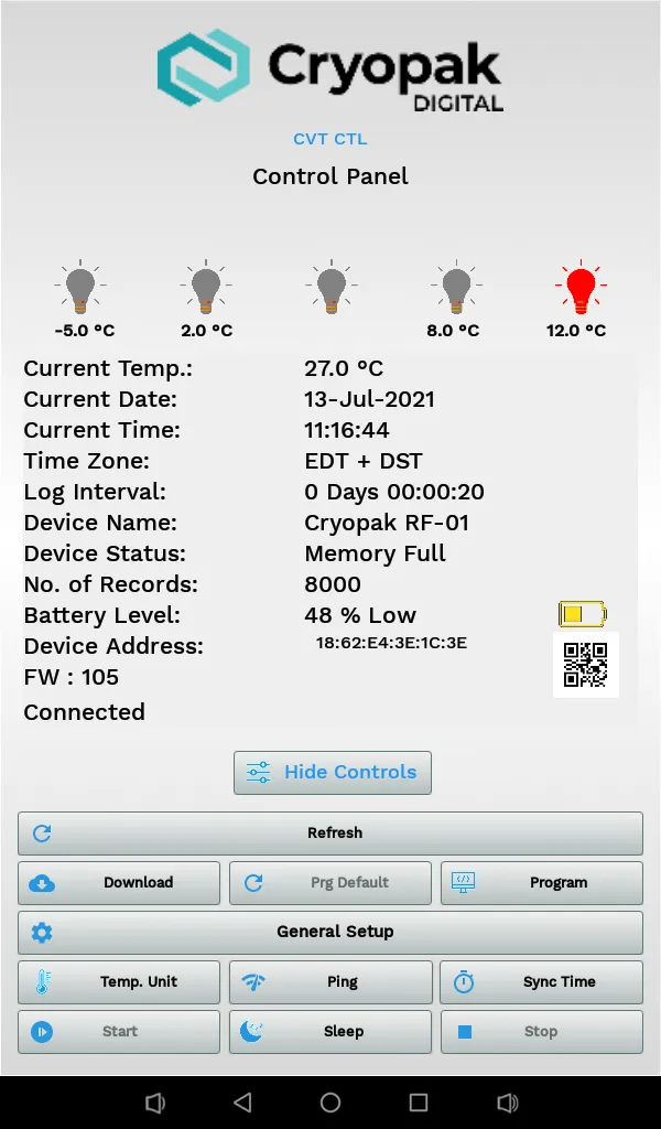 Cryopak Contact-less Logger (C | Indus Appstore | Screenshot