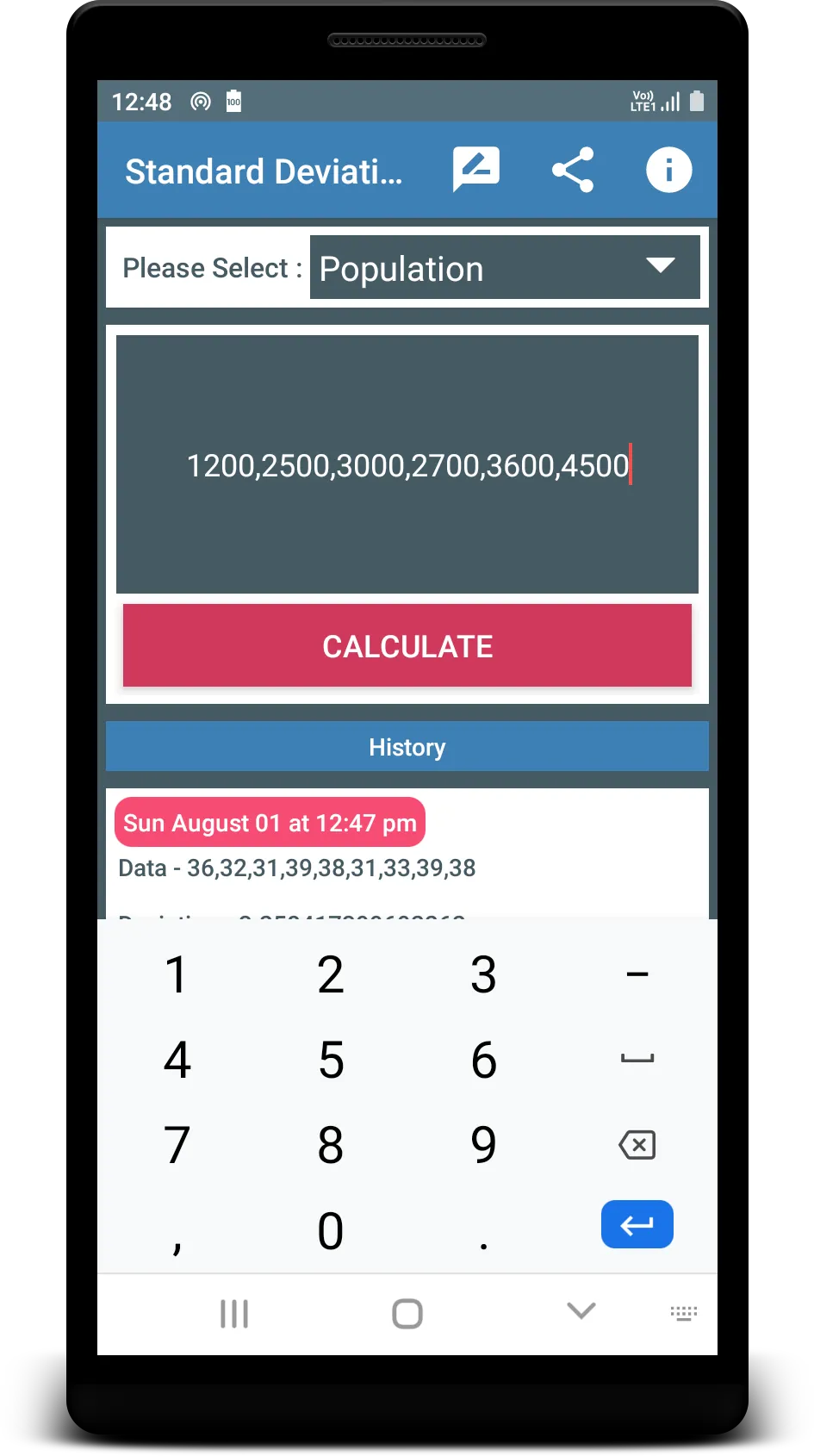 Standard Deviation Calculator | Indus Appstore | Screenshot