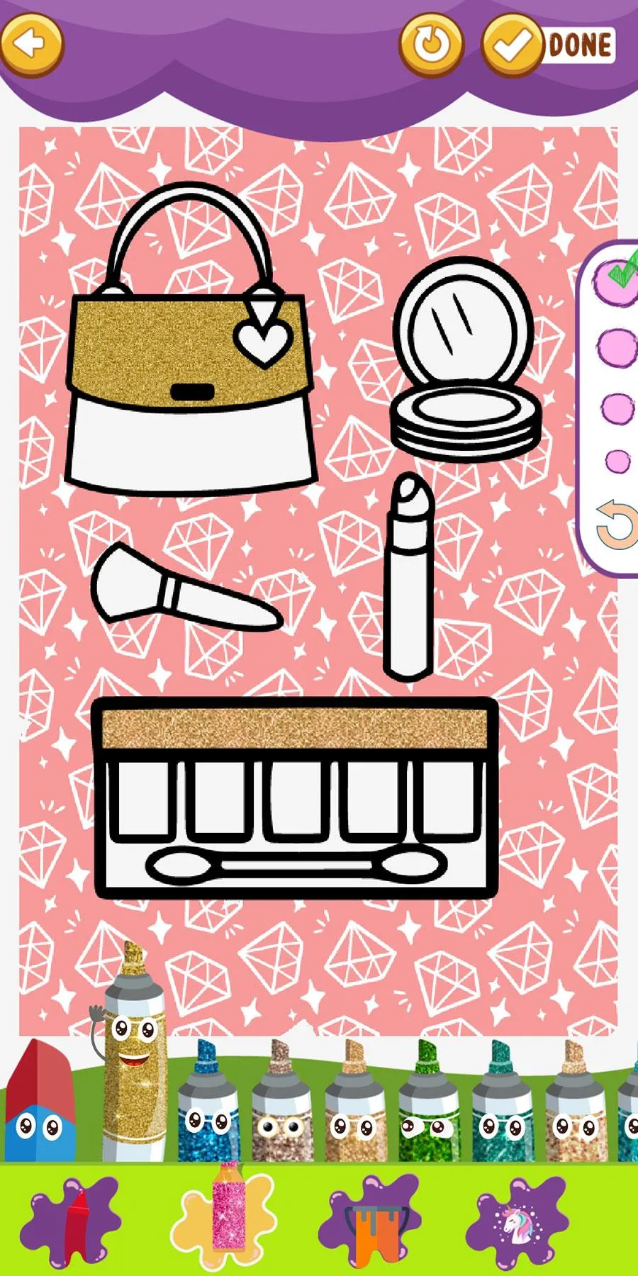 Glitter Makeup Tools Coloring | Indus Appstore | Screenshot