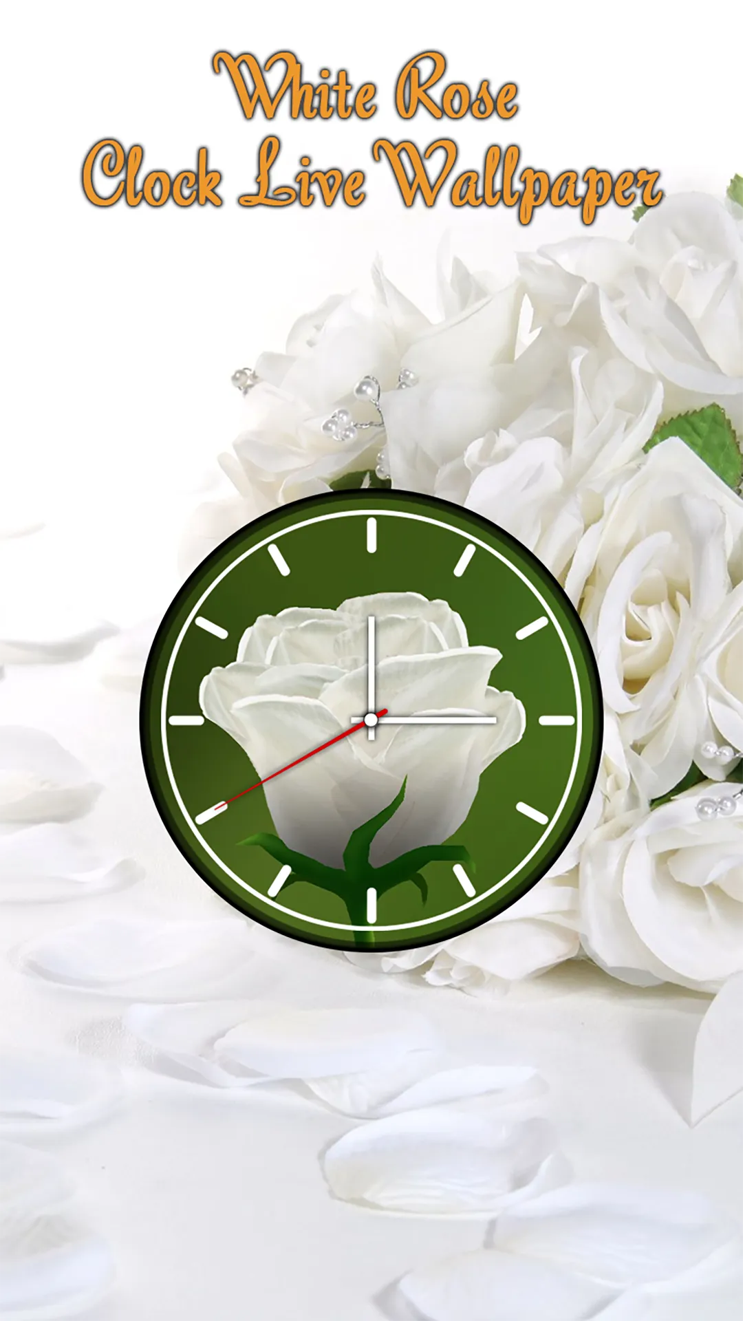 White Rose Clock Wallpaper | Indus Appstore | Screenshot