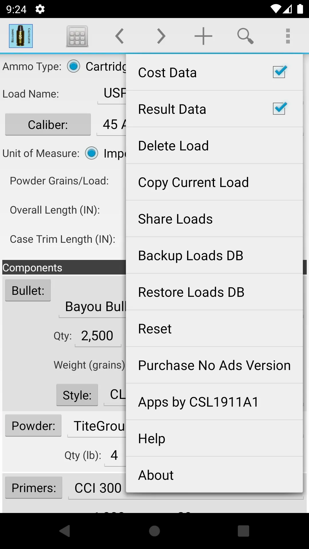 Reloading Calculator - Ammo | Indus Appstore | Screenshot