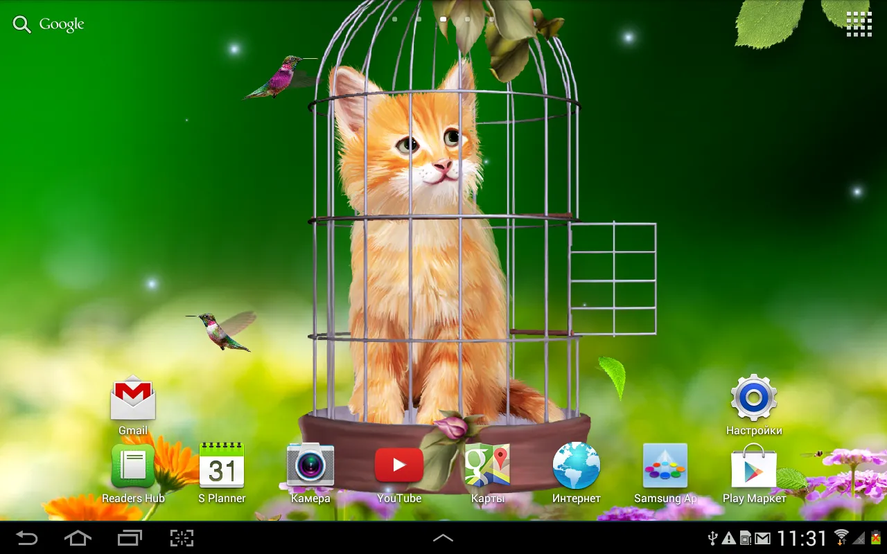 Cat and Hummingbirds Wallpaper | Indus Appstore | Screenshot