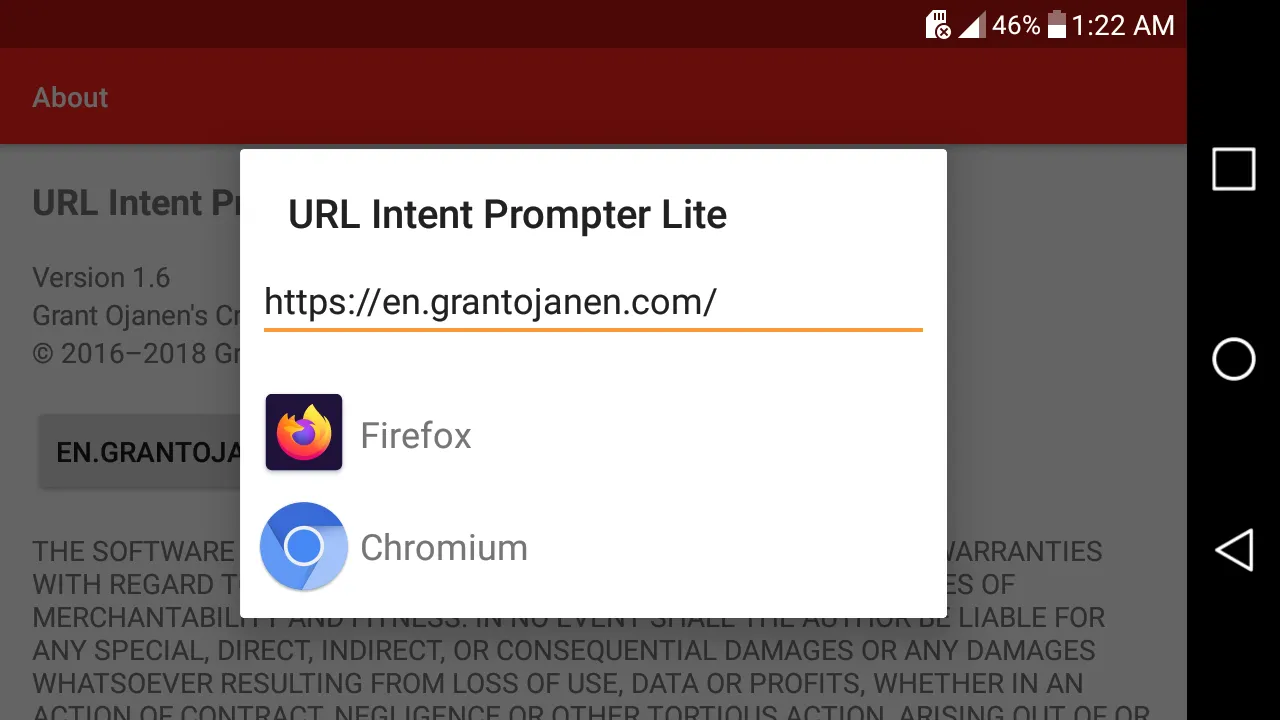 URL Intent Prompter Lite | Indus Appstore | Screenshot