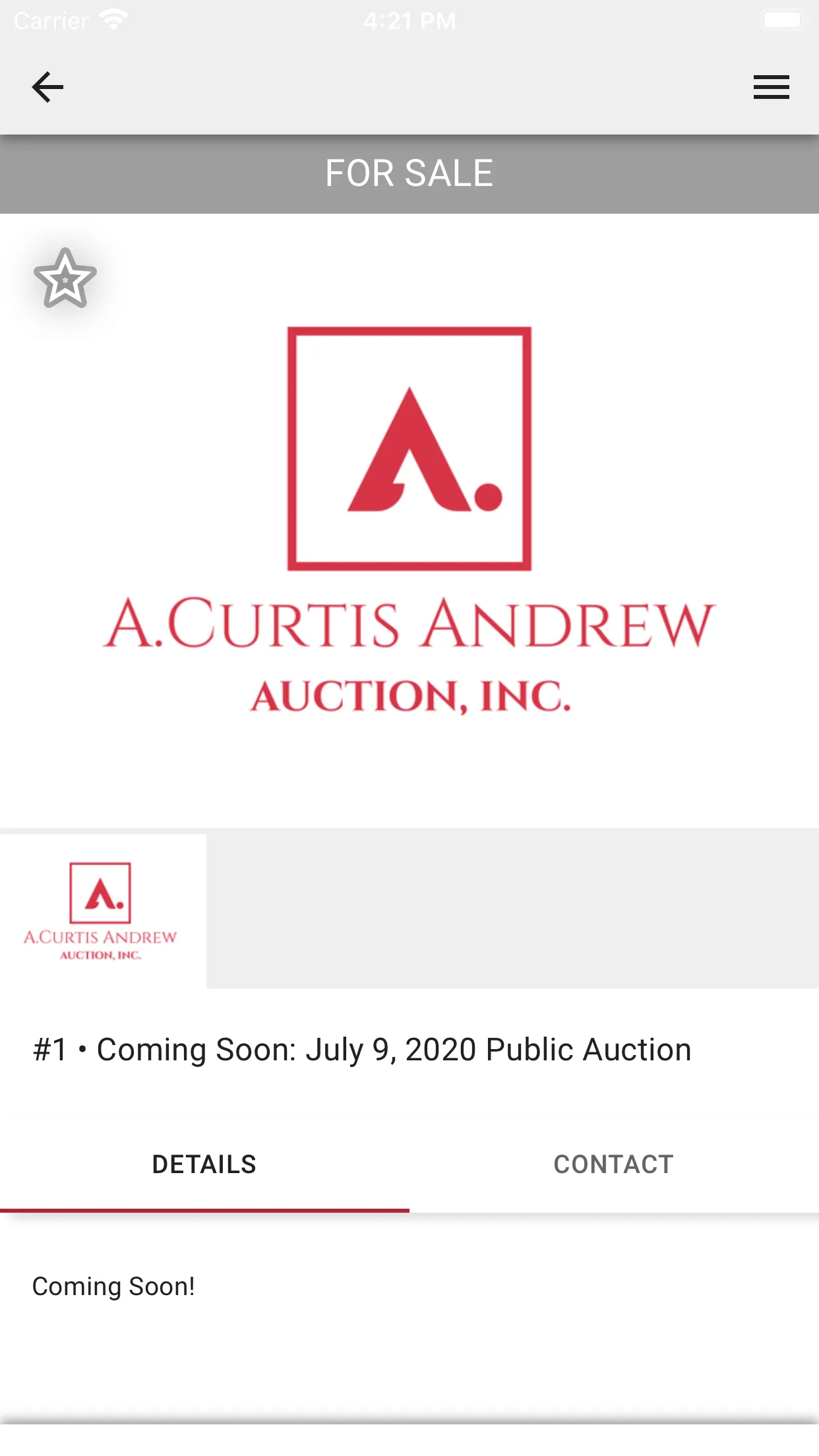 A. Curtis Andrew Auction | Indus Appstore | Screenshot