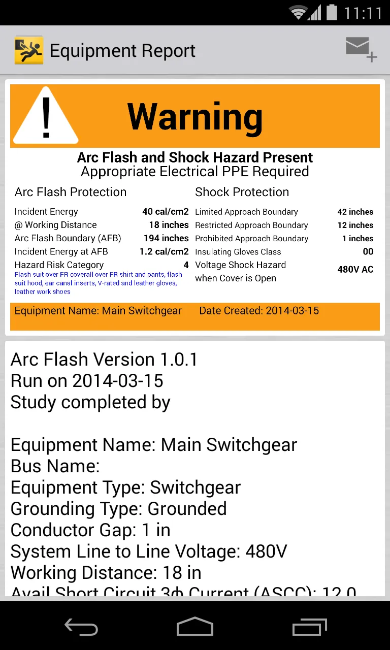 Arc Flash Calculator Labeling | Indus Appstore | Screenshot