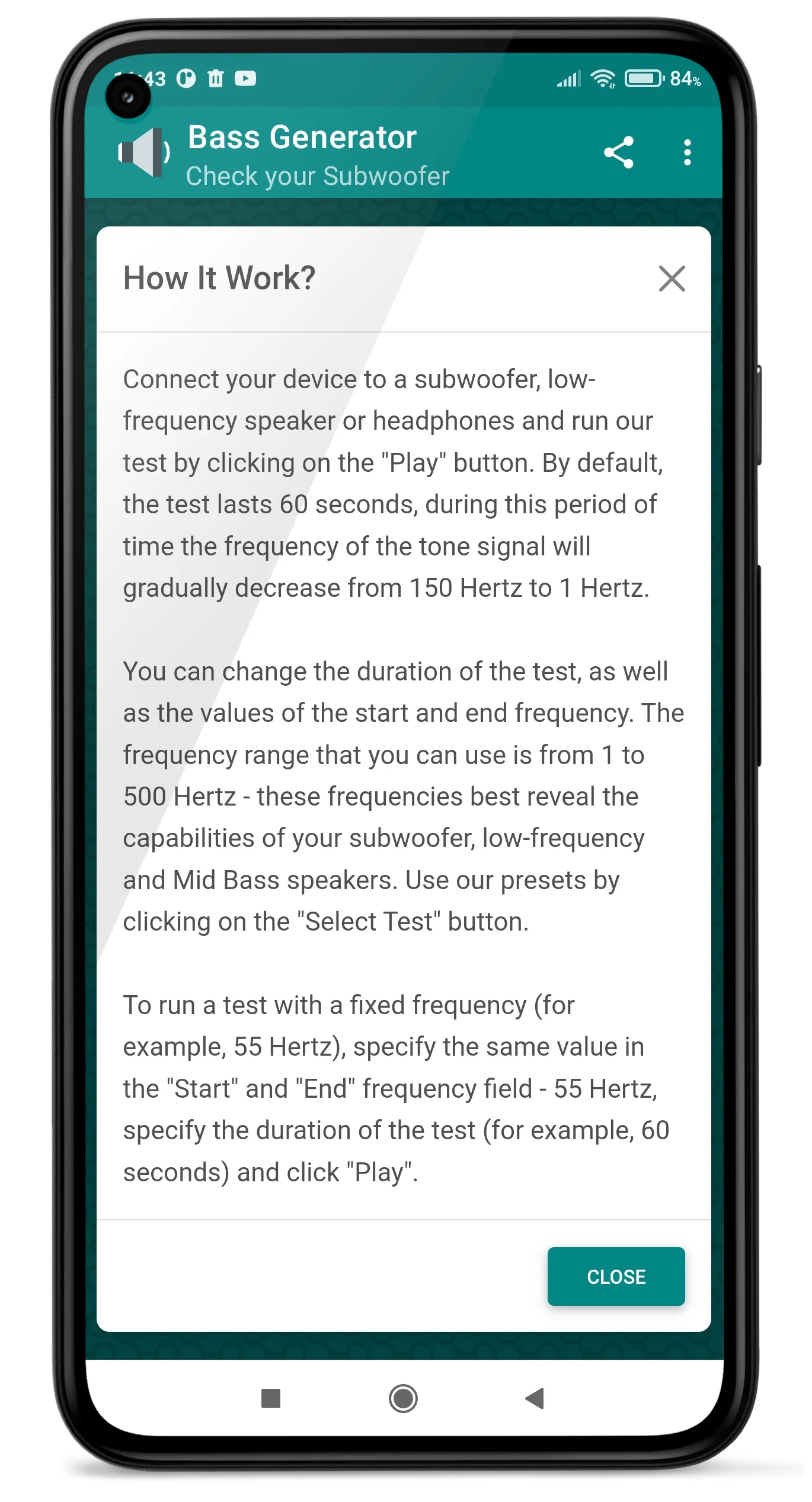Bass Generator. Subwoofer Test | Indus Appstore | Screenshot