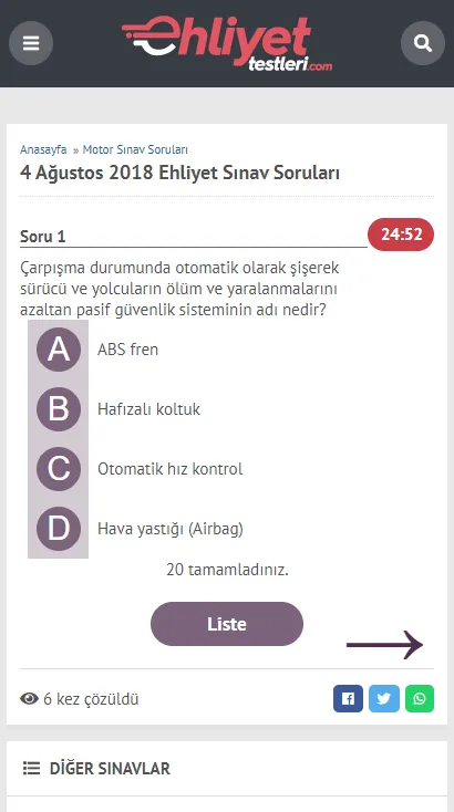 Ehliyet Testleri | Indus Appstore | Screenshot