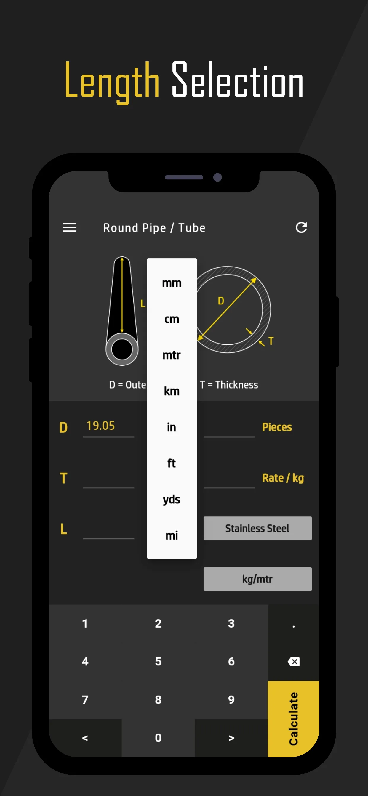 Metal Weight Calculator | Indus Appstore | Screenshot