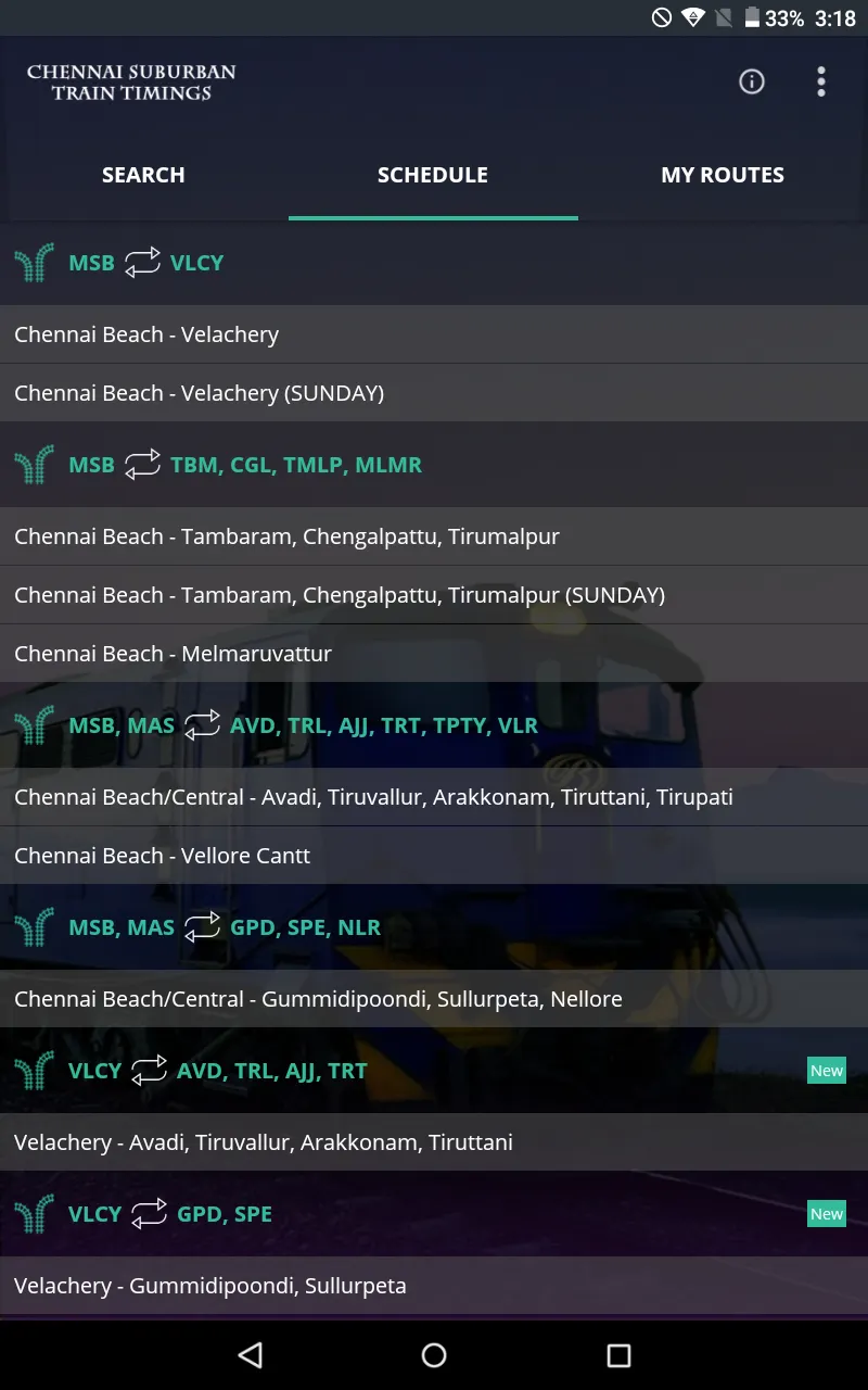 Chennai Suburban Train Timings | Indus Appstore | Screenshot