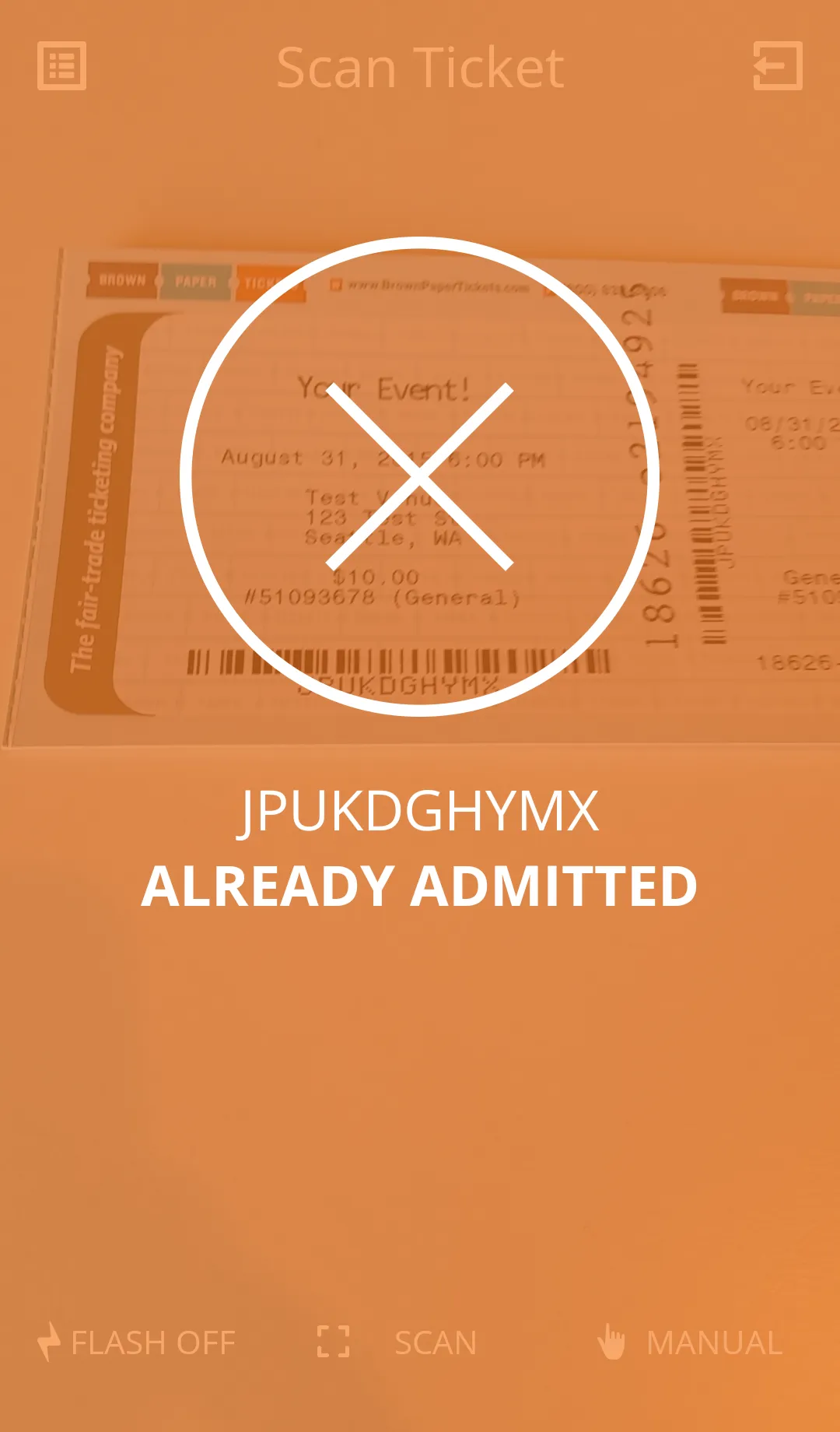 Brown Paper Tickets - Scanner | Indus Appstore | Screenshot