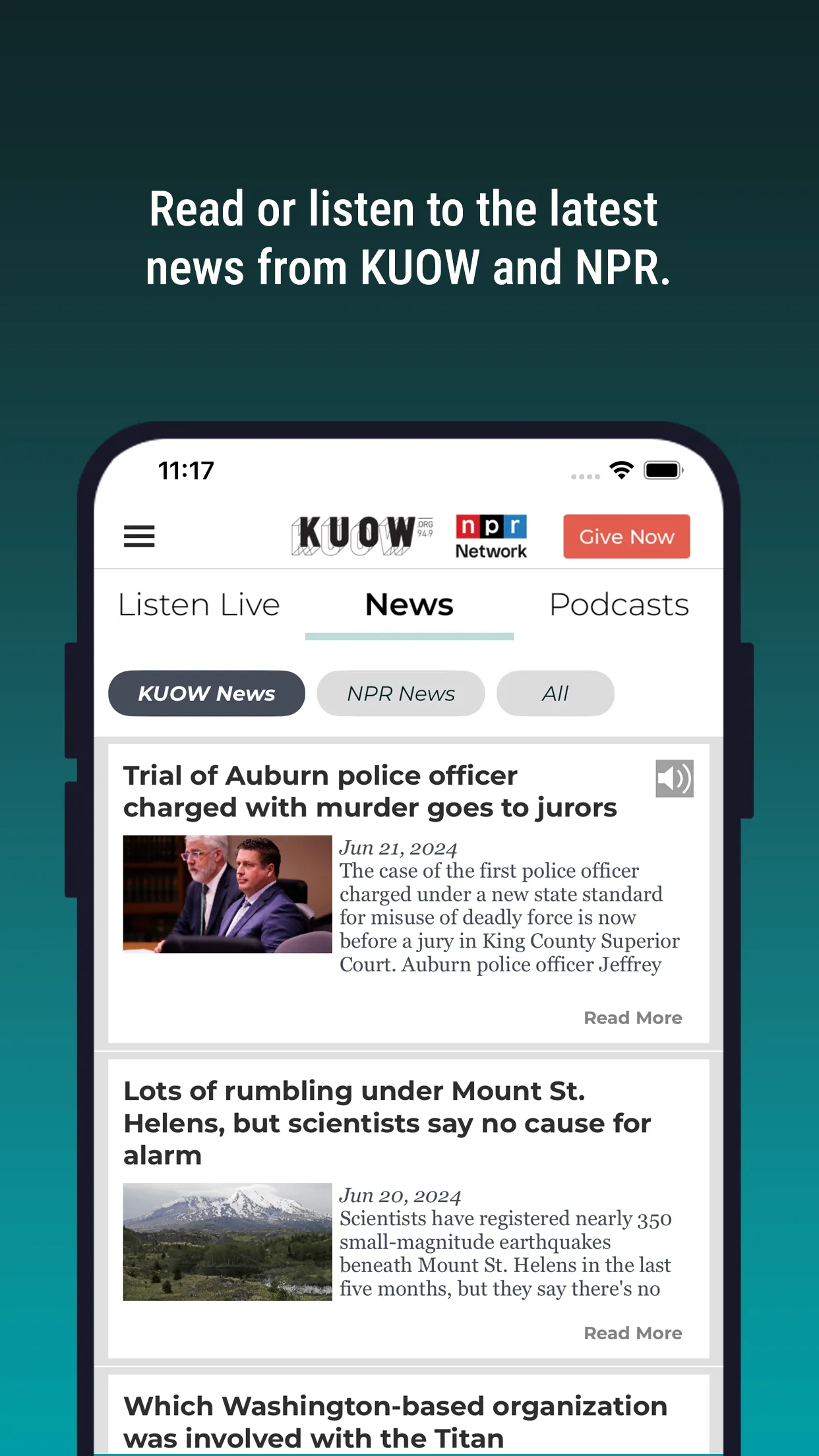 KUOW Puget Sound Public Radio | Indus Appstore | Screenshot