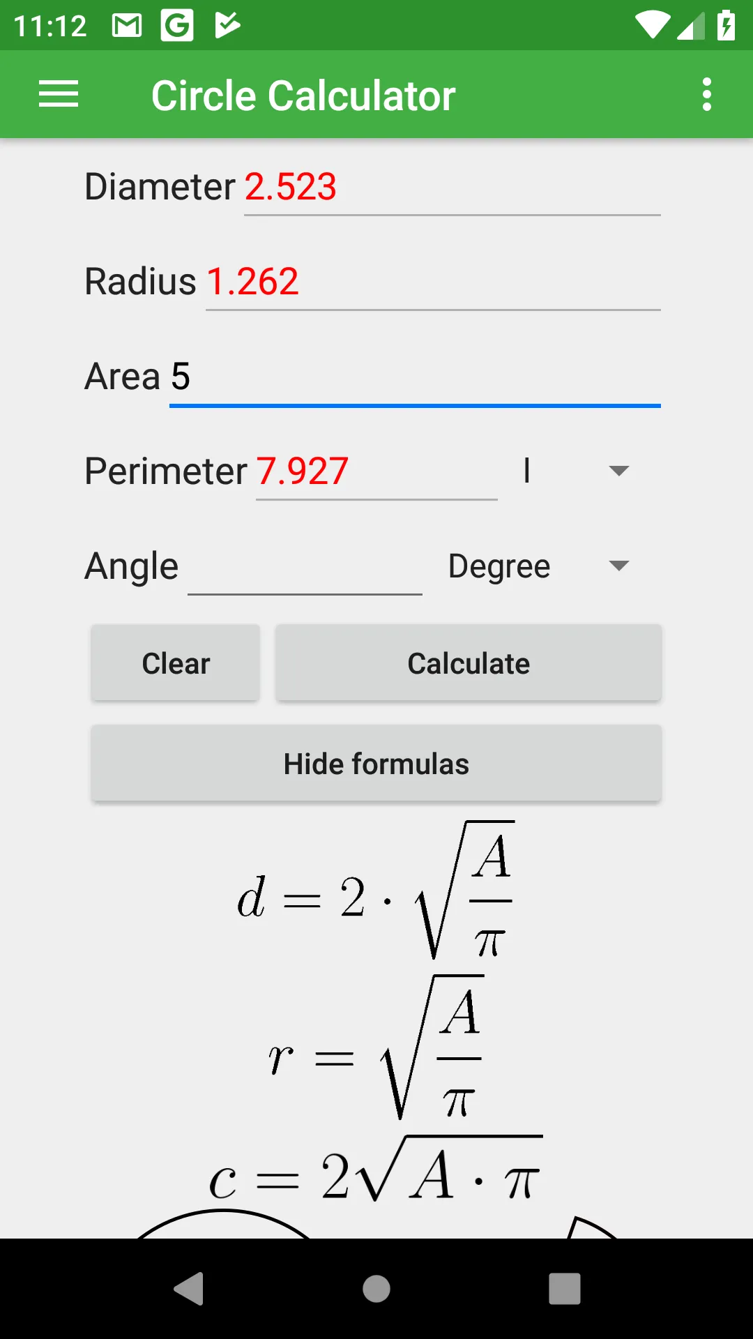 Circle Calculator | Indus Appstore | Screenshot