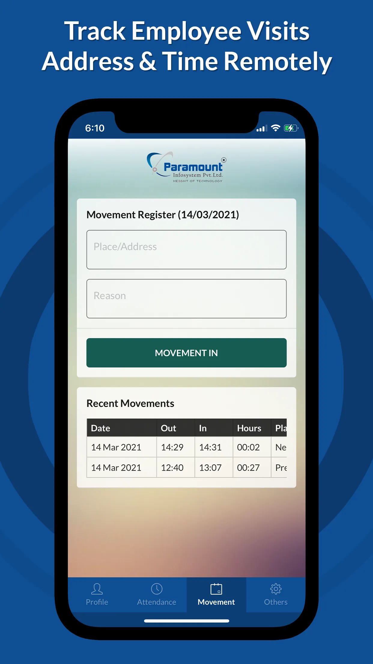 Paramount Attendance System | Indus Appstore | Screenshot