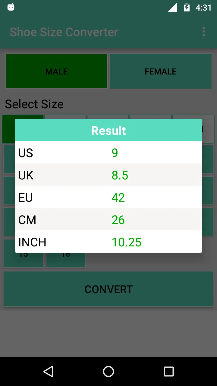 Shoe Size Converter | Indus Appstore | Screenshot