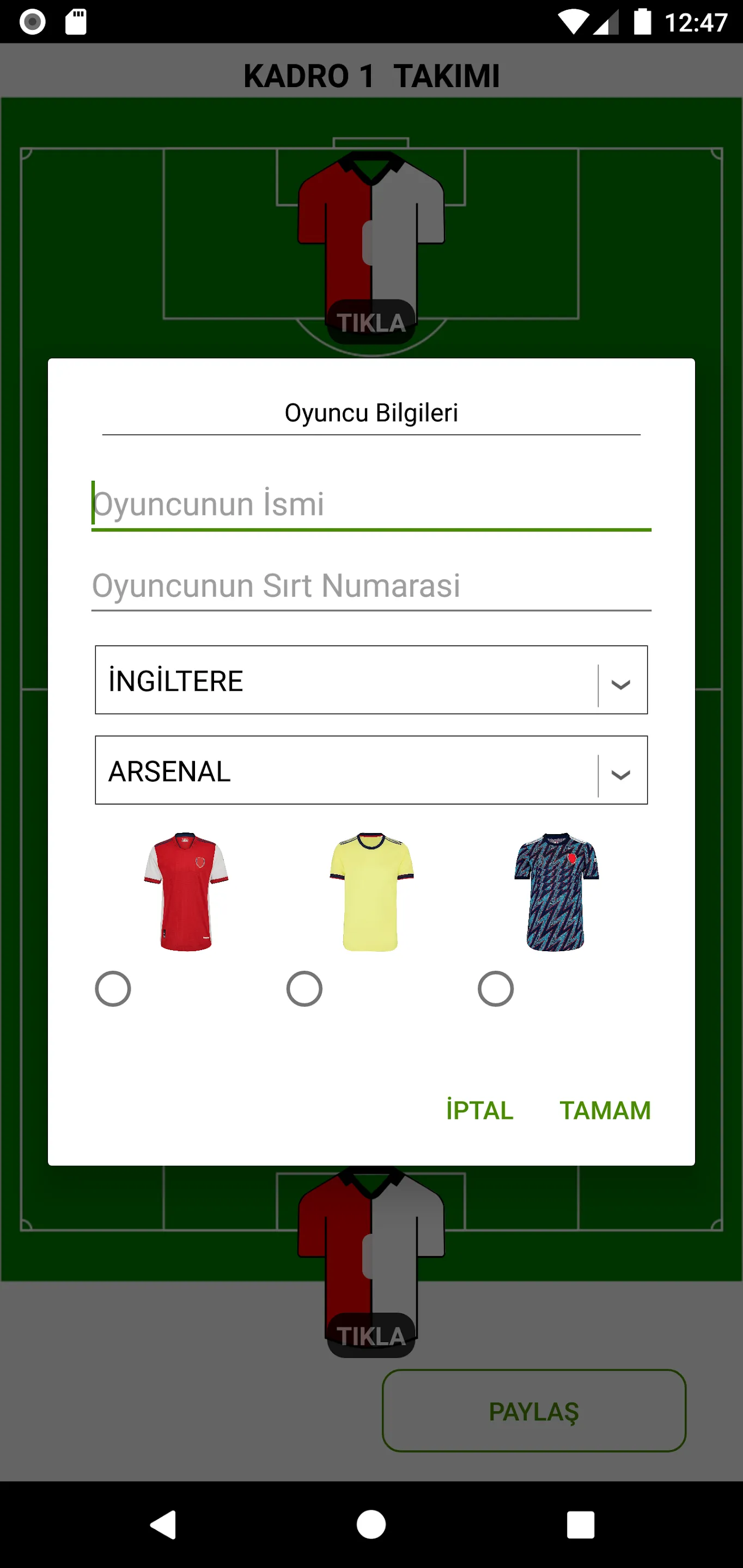 Halı Saha Kadro Kur | Indus Appstore | Screenshot