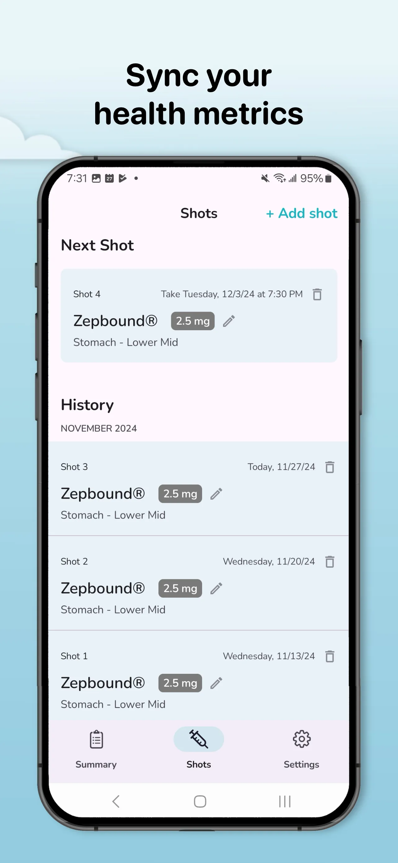 Shotsy - GLP-1 Tracker | Indus Appstore | Screenshot
