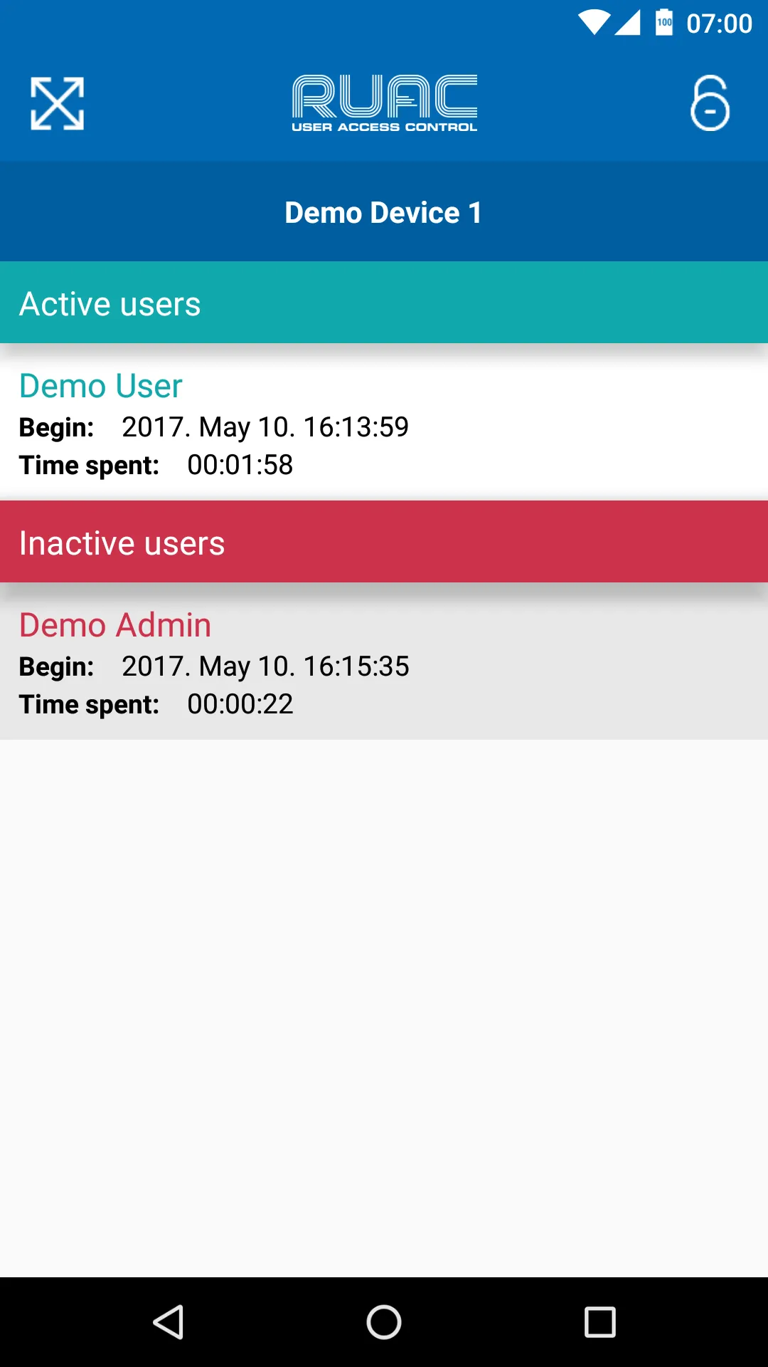 RUAC - Working time records | Indus Appstore | Screenshot