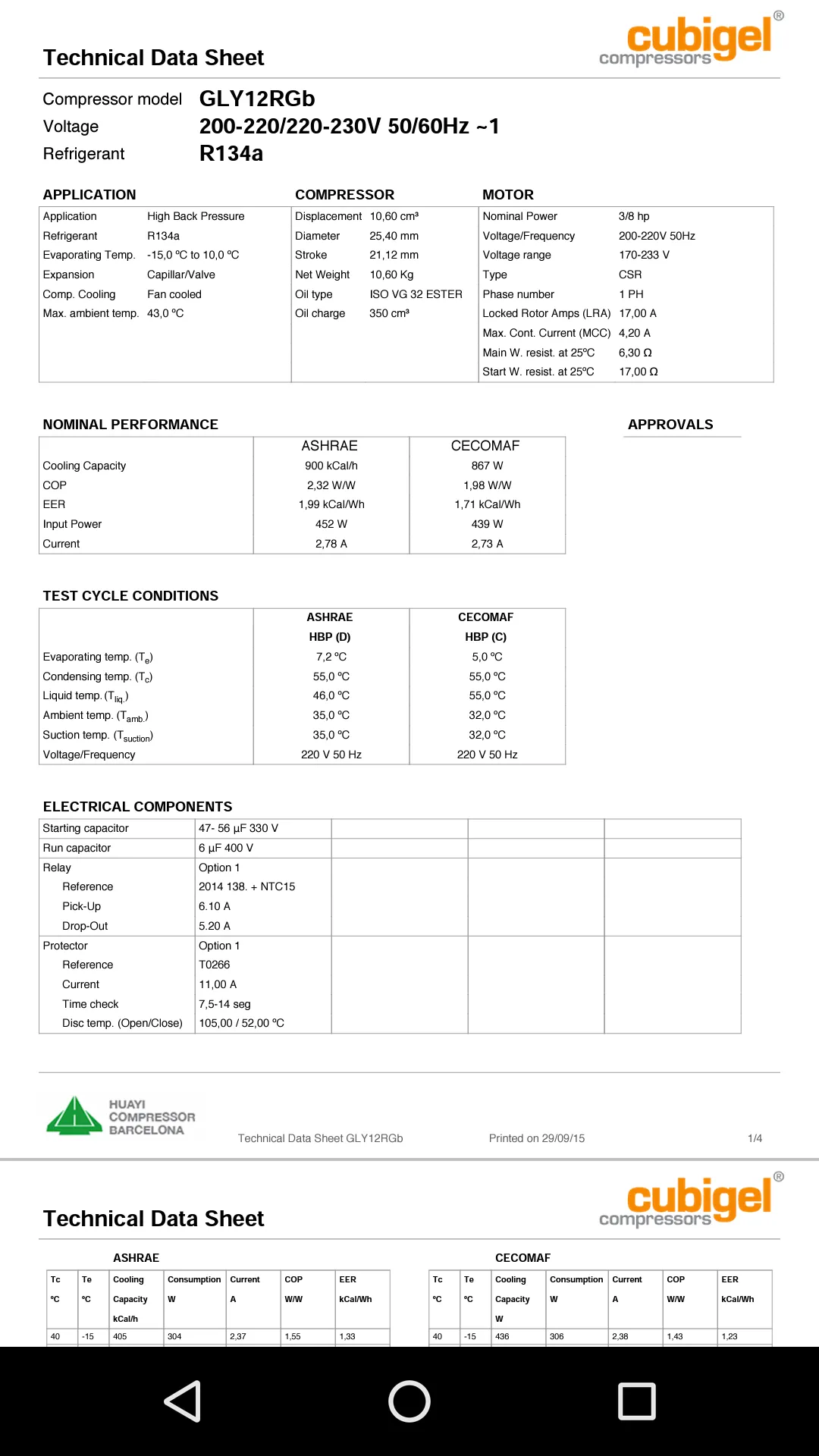 Cubigel Compressors Cross Ref. | Indus Appstore | Screenshot