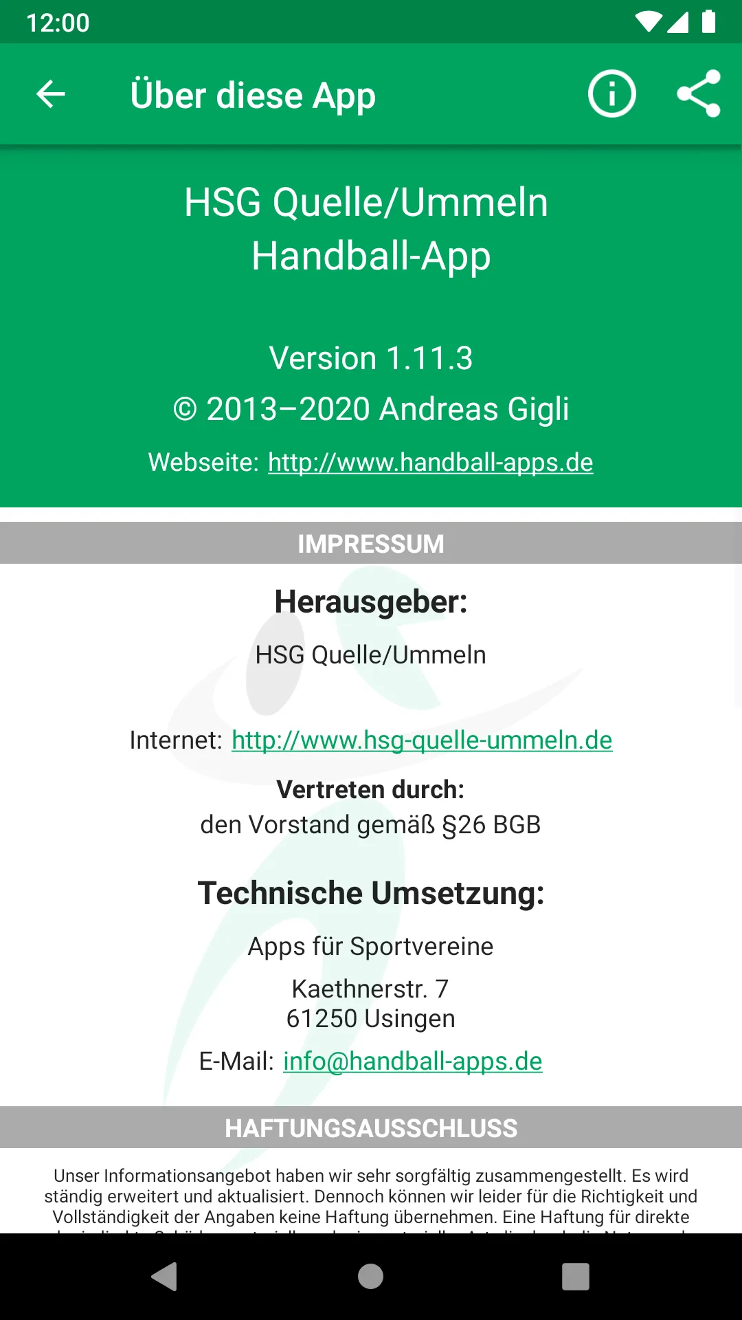 HSG Quelle/Ummeln | Indus Appstore | Screenshot