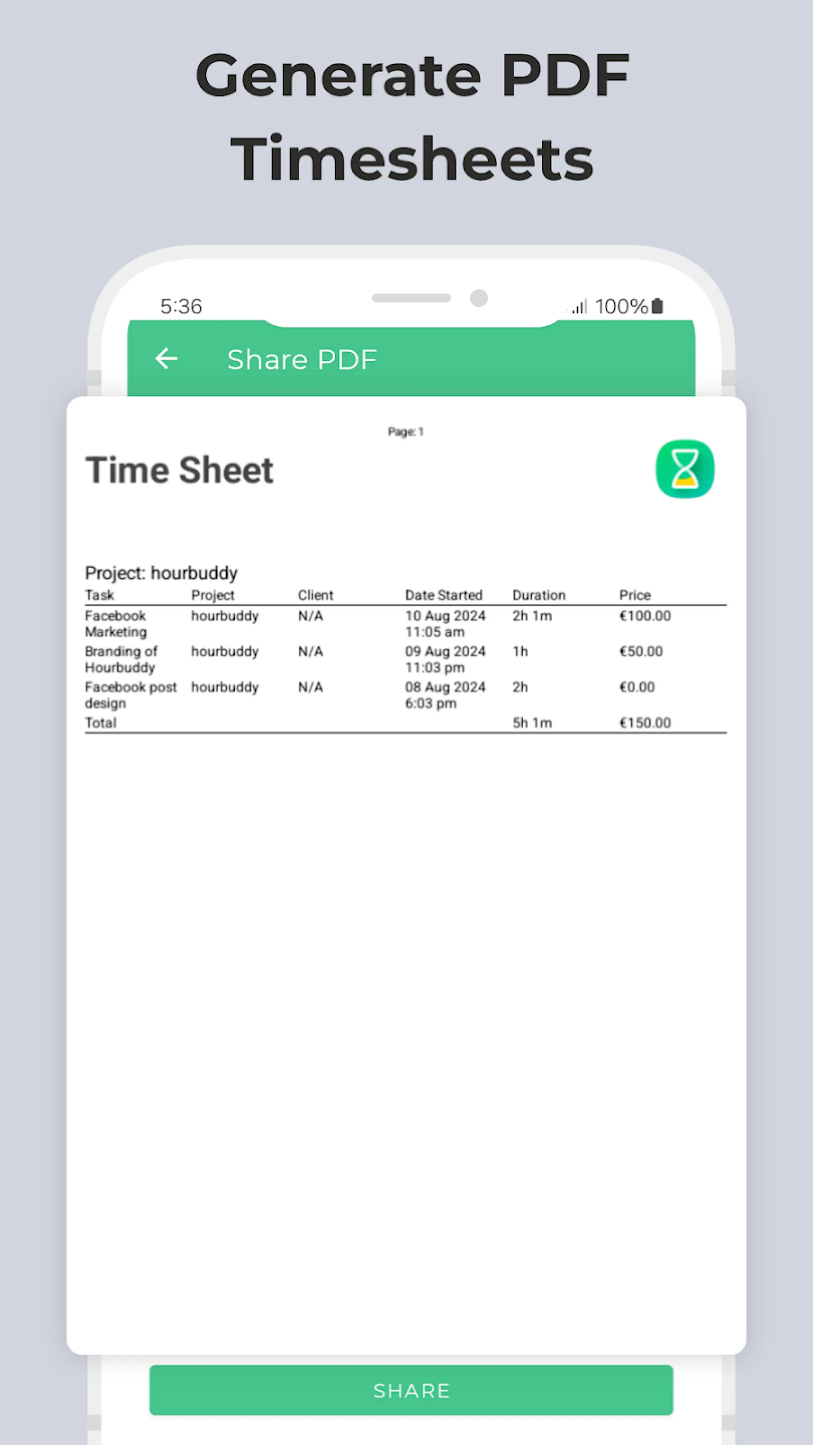 Hour Buddy: Work Time Tracking | Indus Appstore | Screenshot