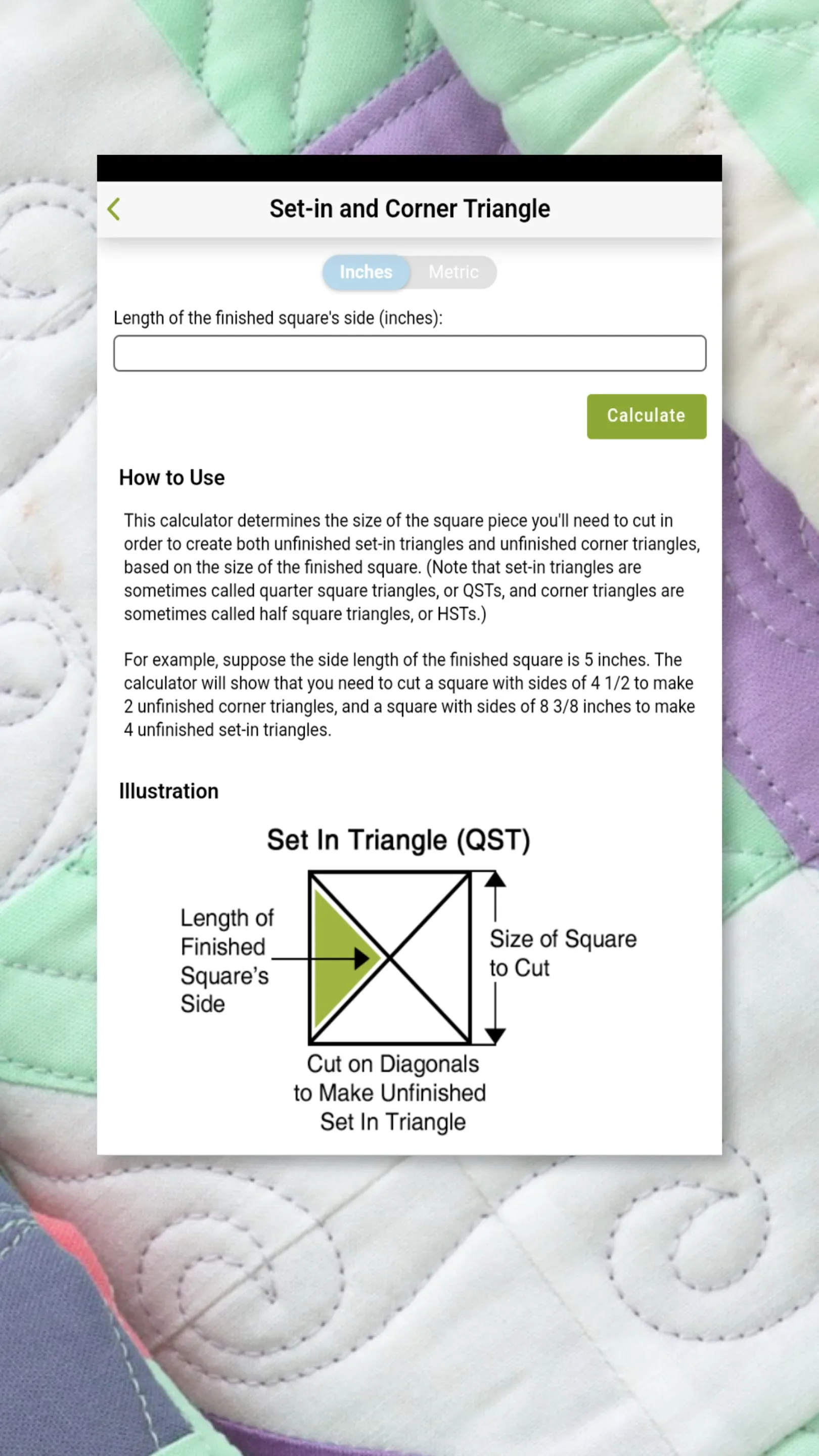 Quilting Calculators | Indus Appstore | Screenshot